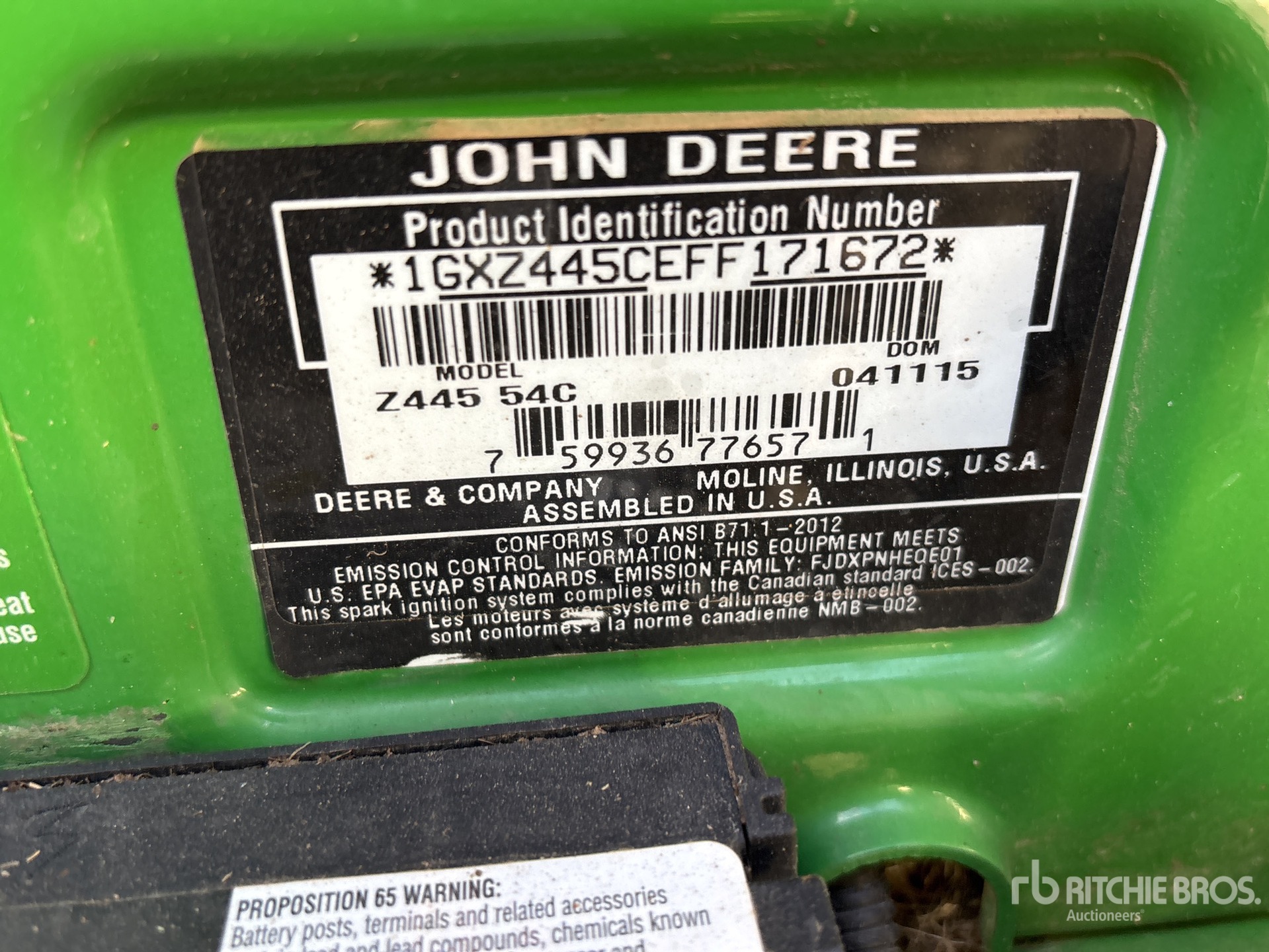 General Appearance with Serial Number / VIN