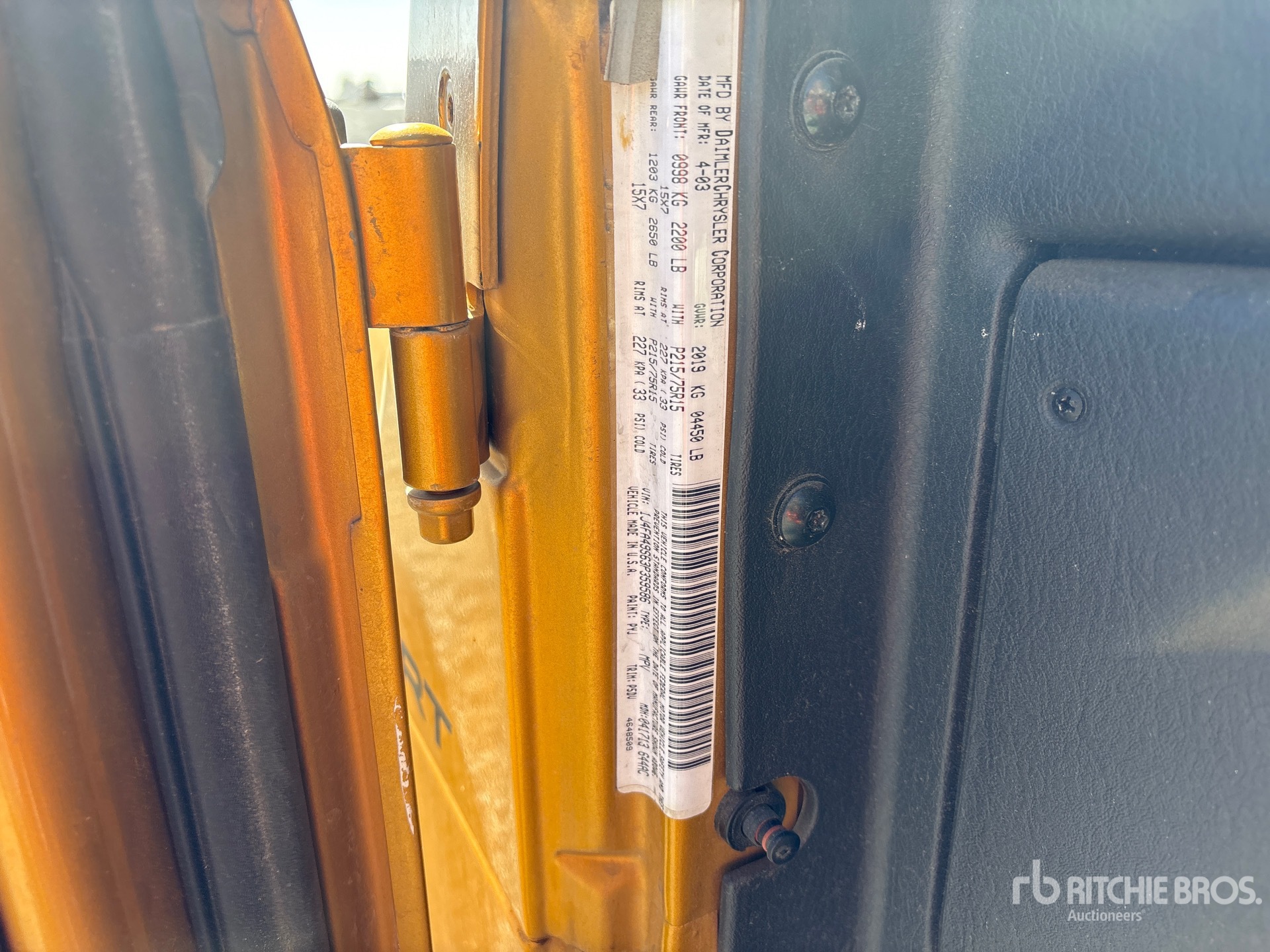 General Appearance with Serial Number / VIN