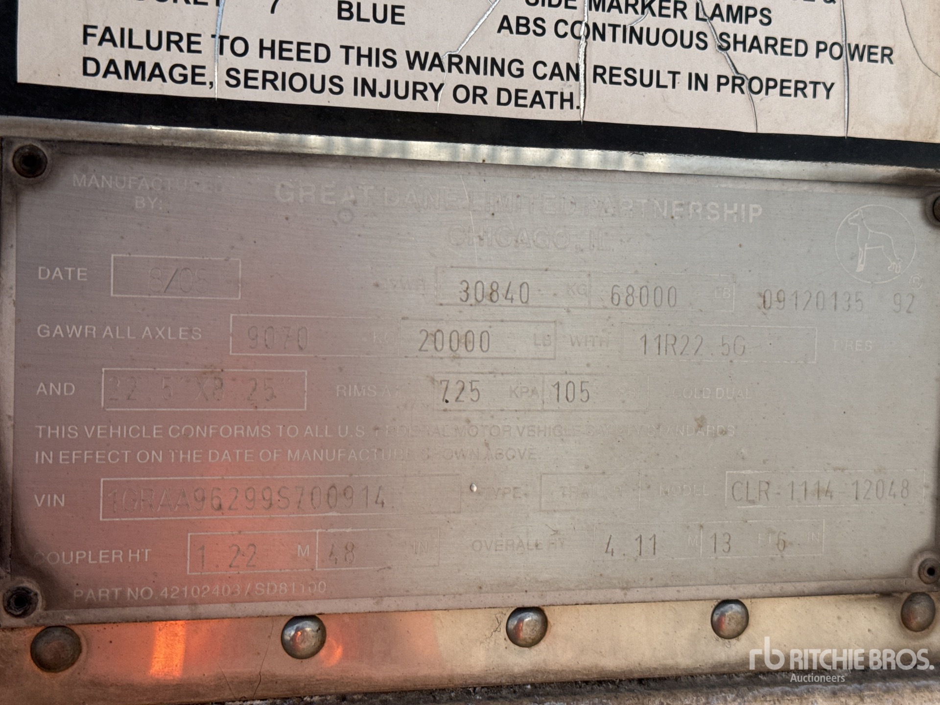 General Appearance with Serial Number / VIN