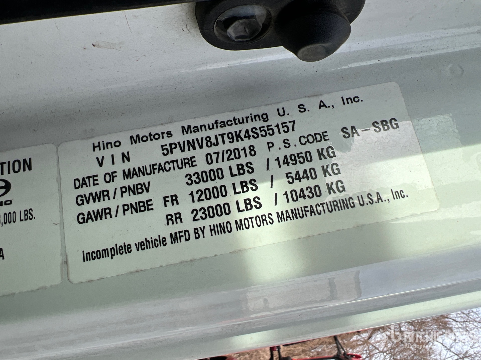 General Appearance with Serial Number / VIN