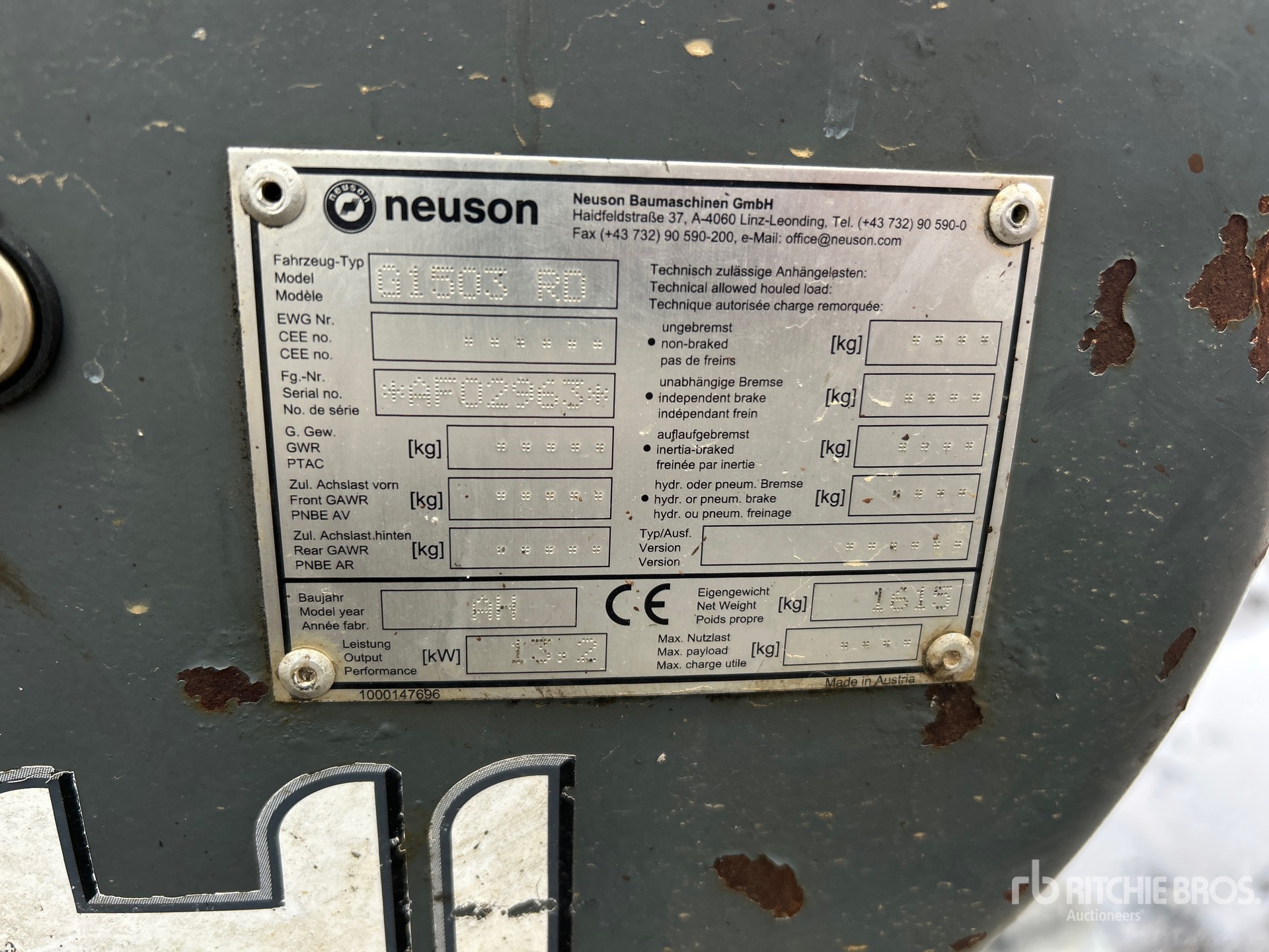 General Appearance with N.º de serie/VIN