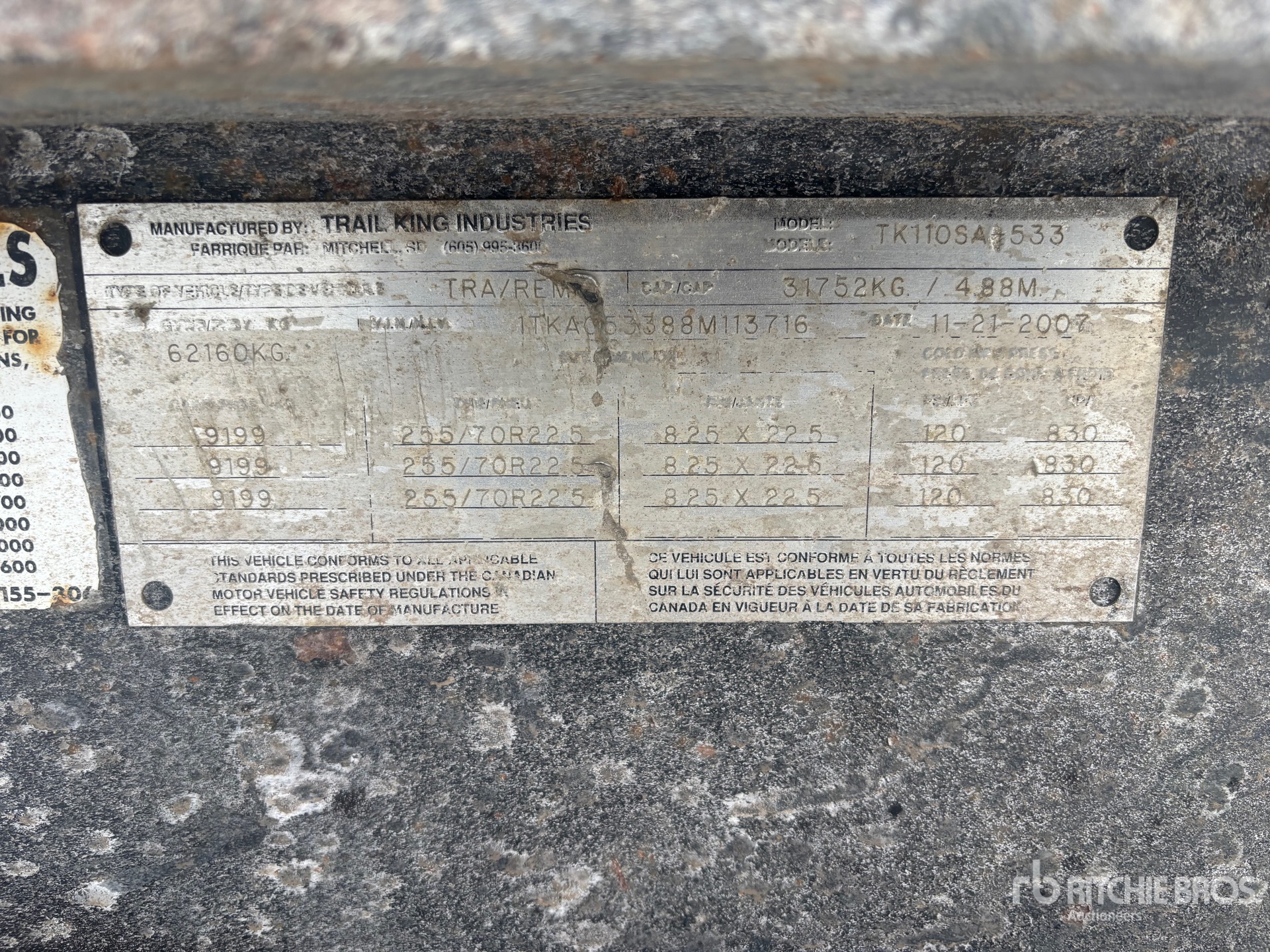 General Appearance with Serial Number / VIN