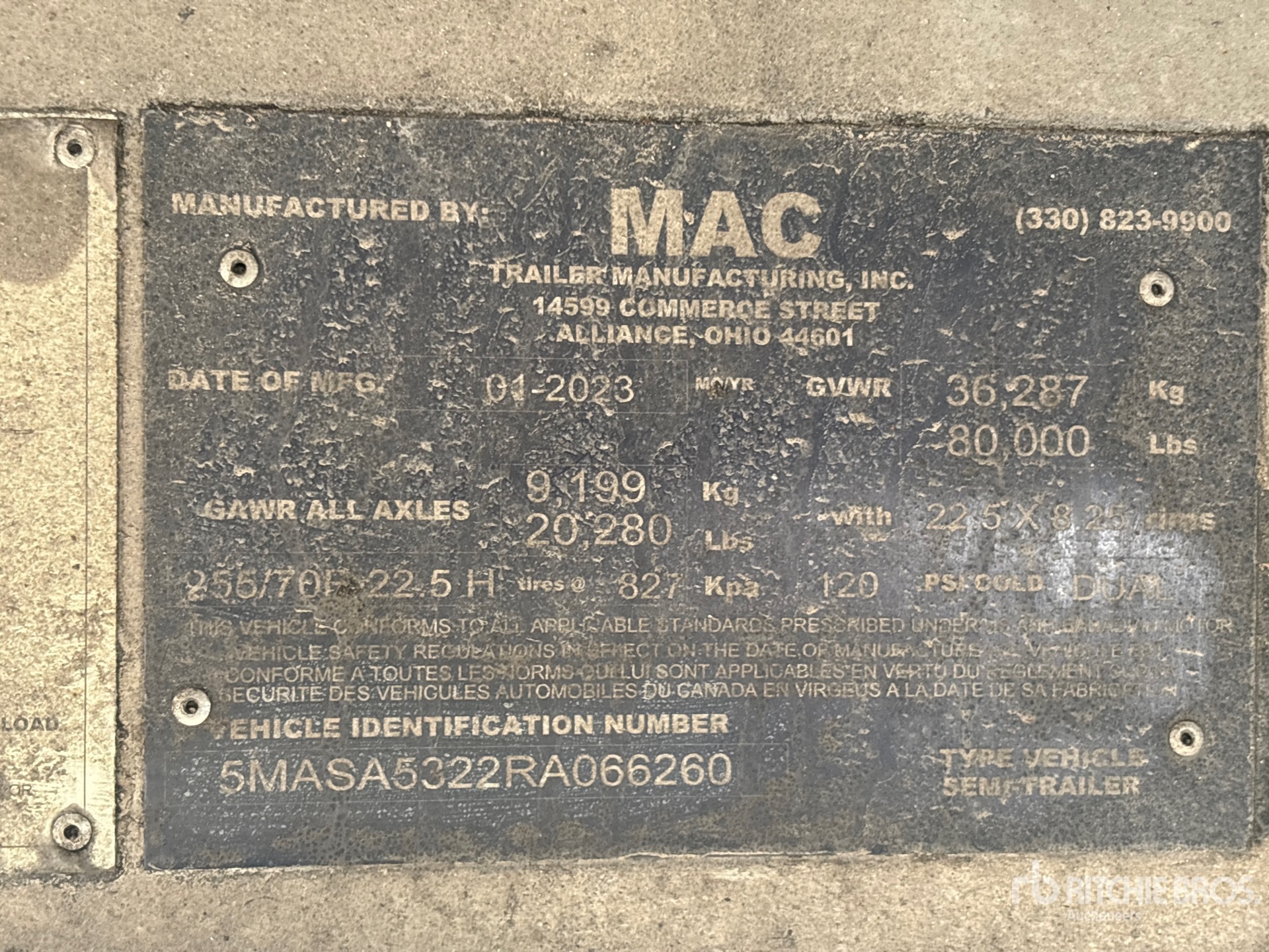 General Appearance with Serial Number / VIN