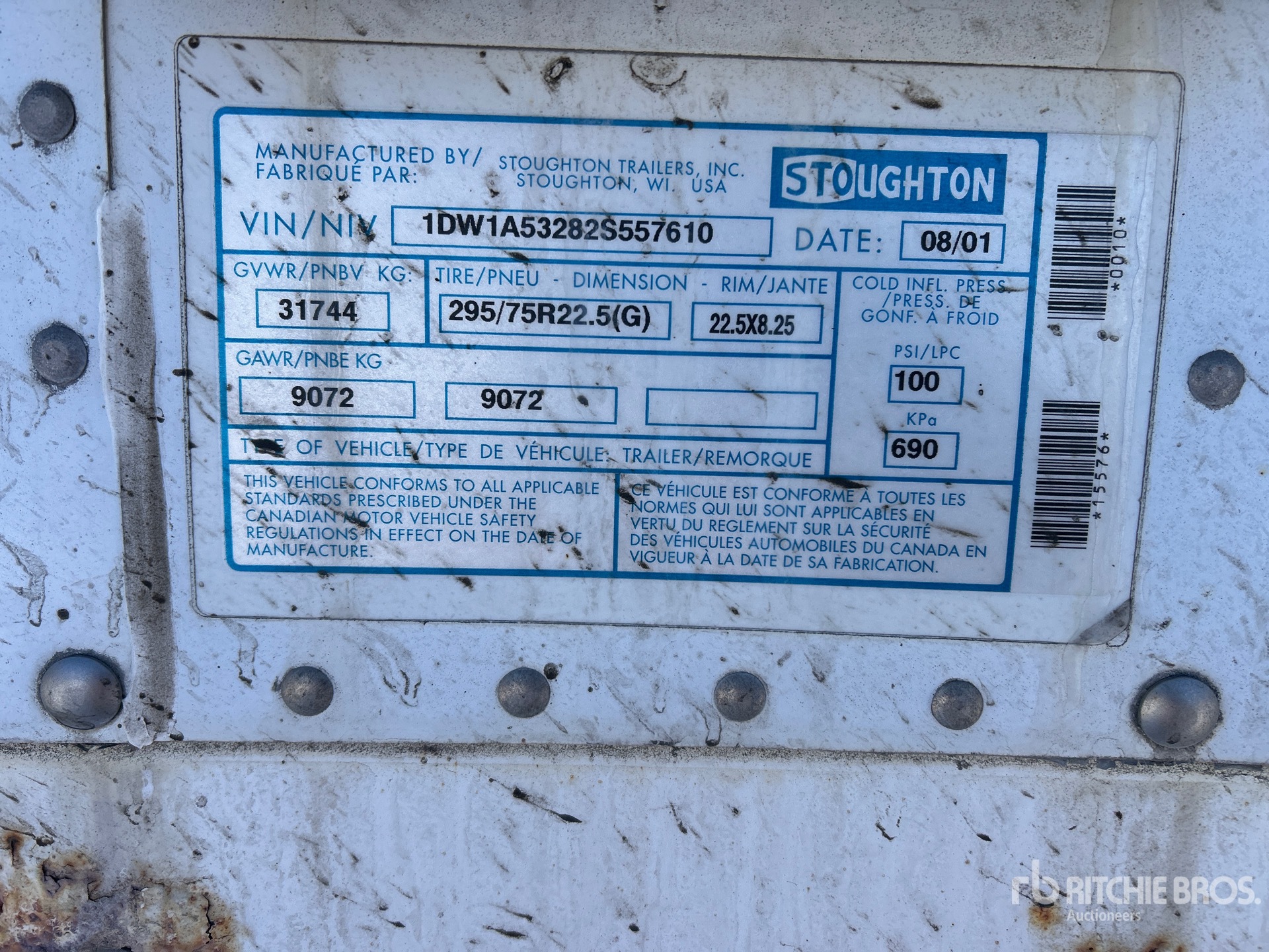 General Appearance with Serial Number / VIN