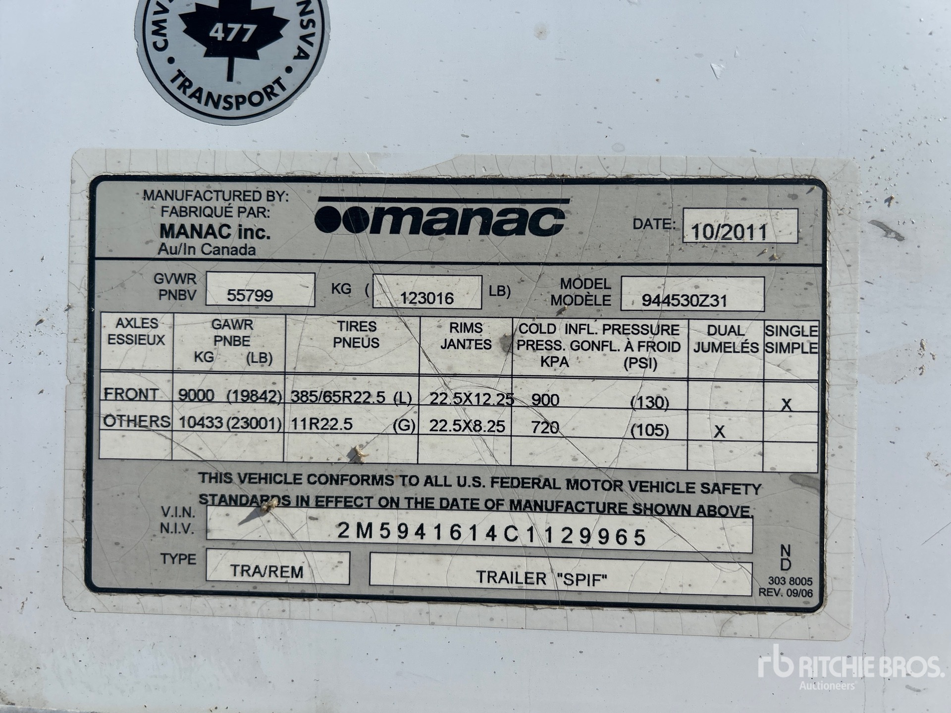General Appearance with Serial Number / VIN