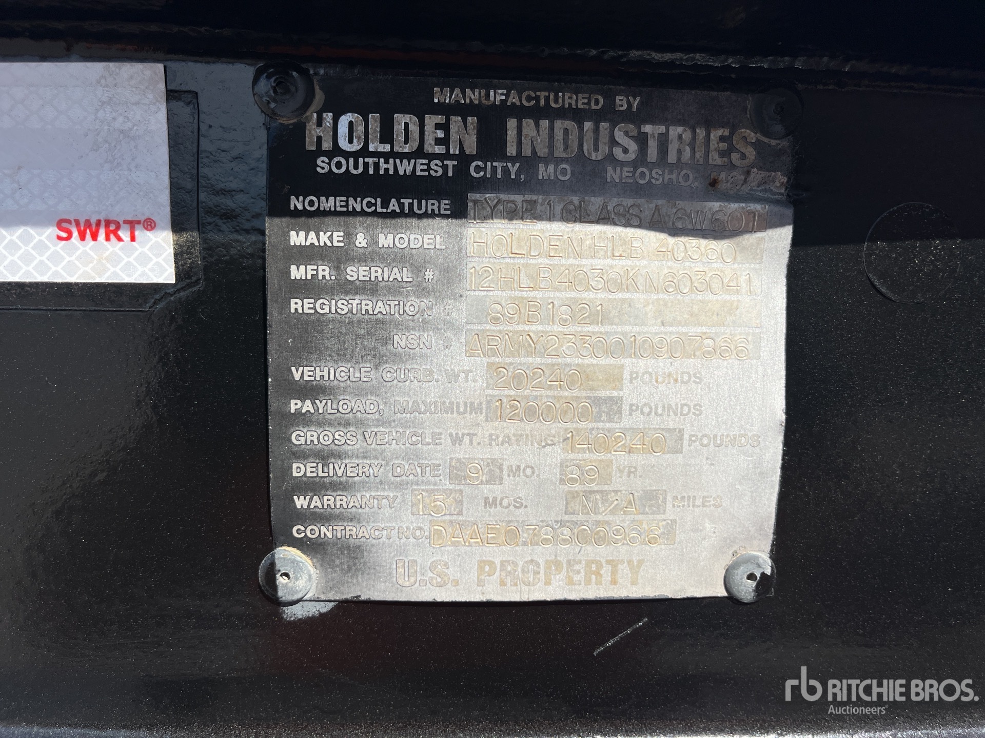 General Appearance with Serial Number / VIN