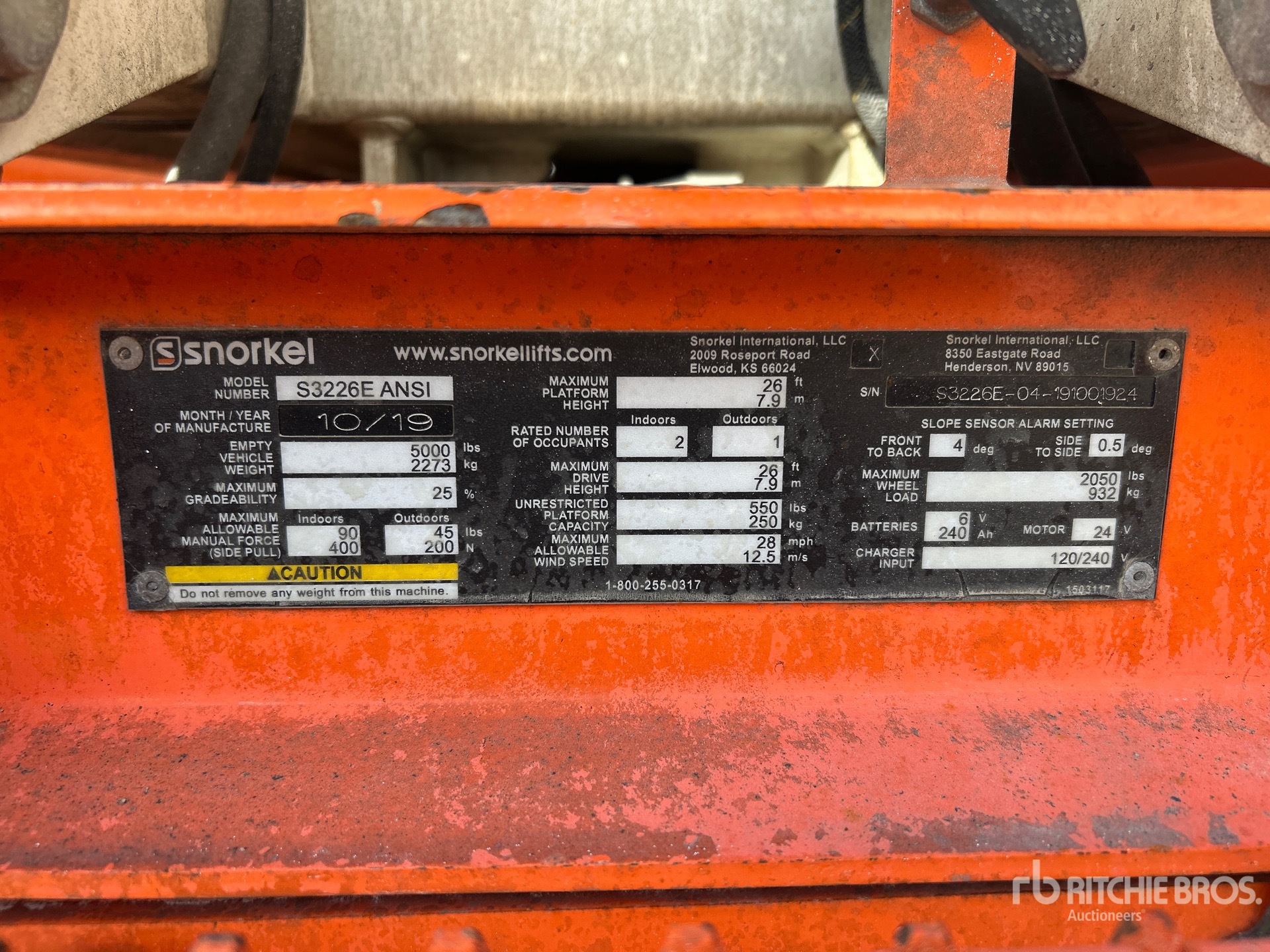 General Appearance with Serial Number / VIN