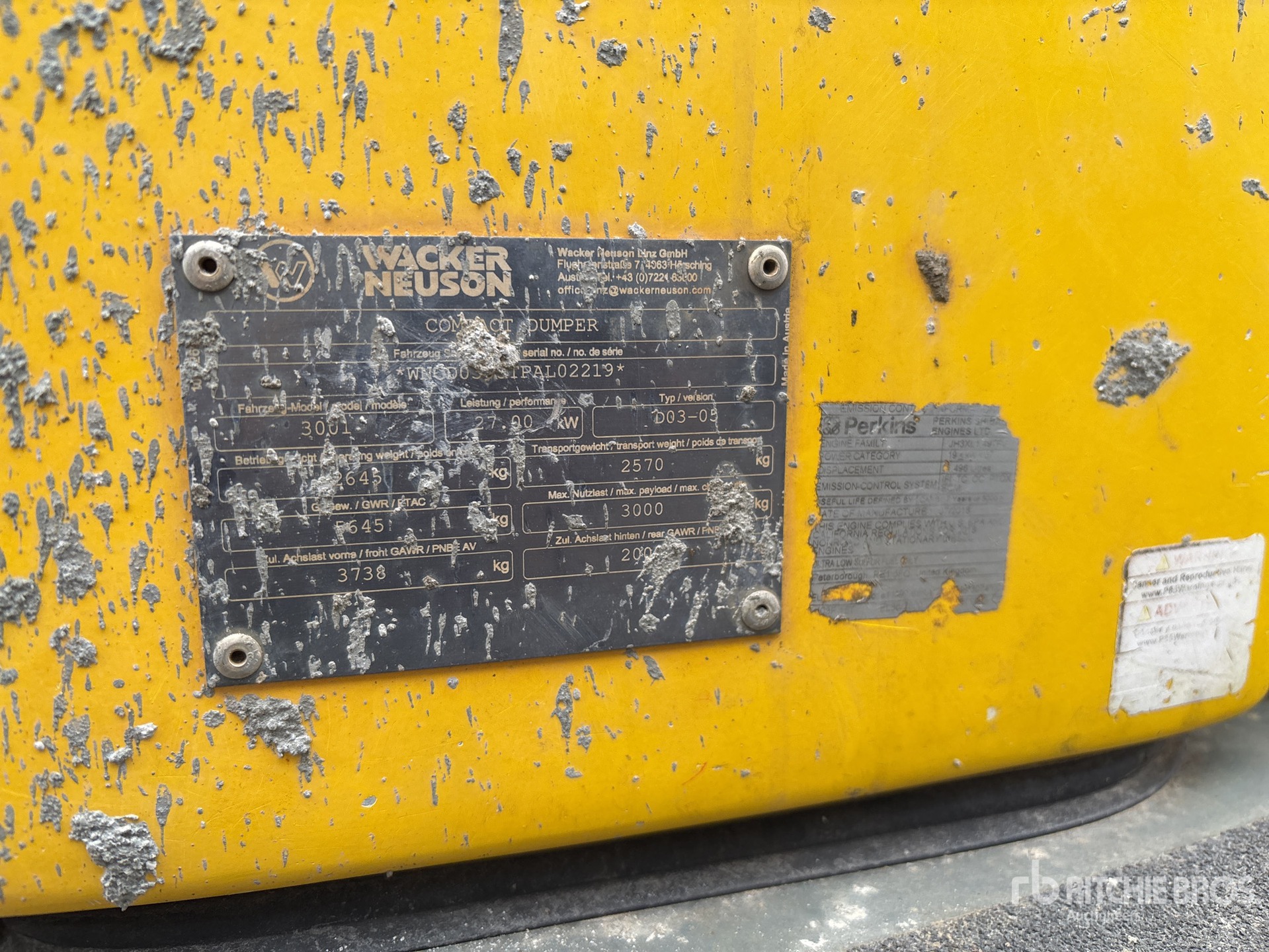 General Appearance with Serial Number / VIN