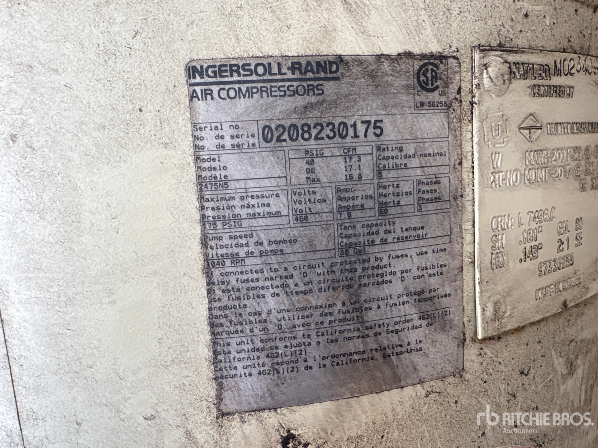 General Appearance with Serial Number / VIN