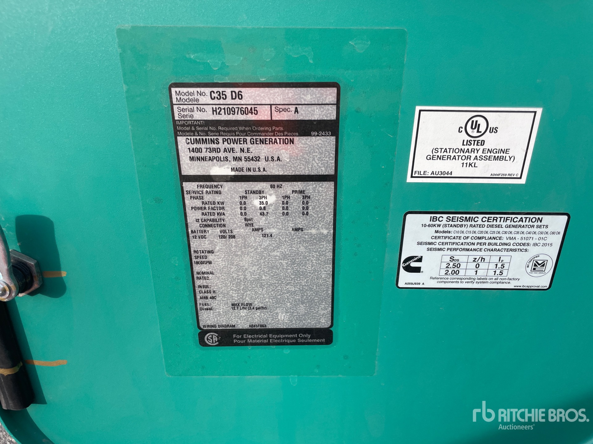 General Appearance with Serial Number / VIN