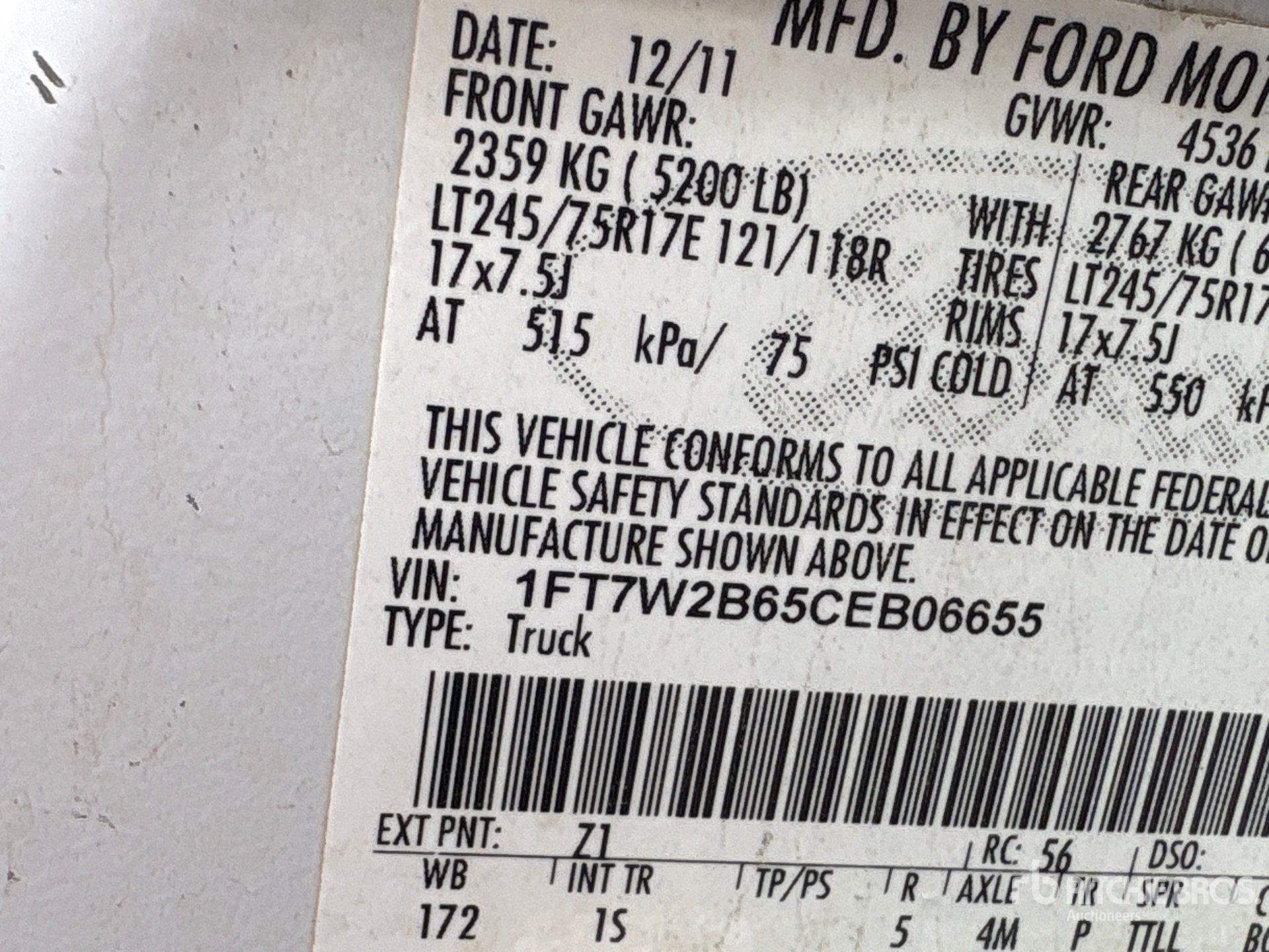 General Appearance with Serial Number / VIN