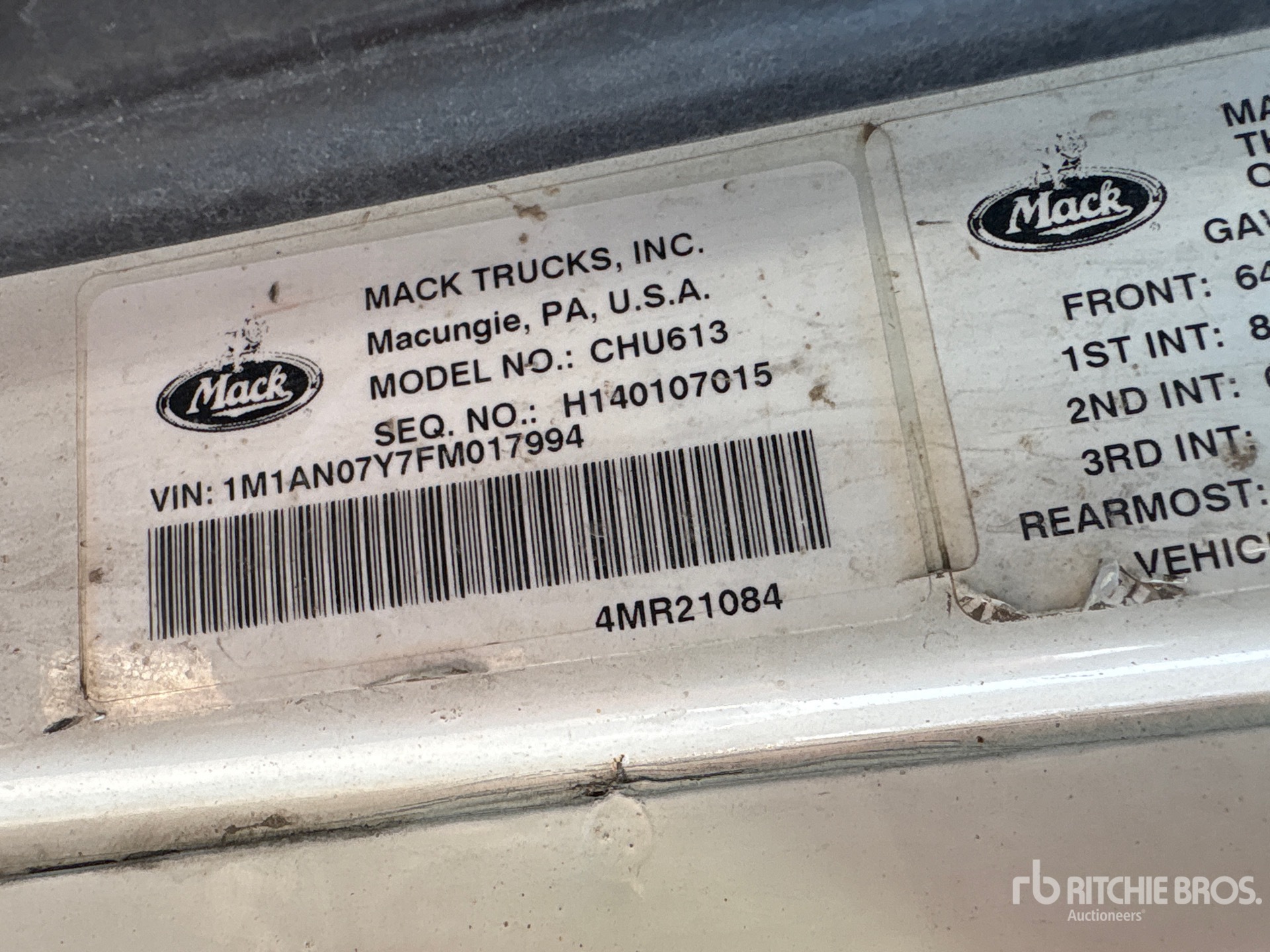 General Appearance with Numéro de série/Numéro d'identification du véhicule automobile