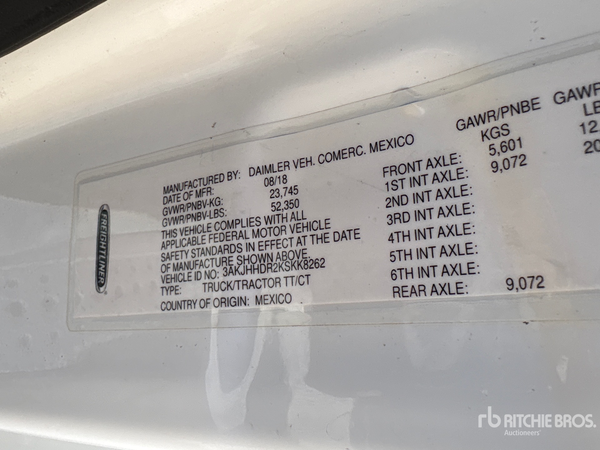 General Appearance with Serial Number / VIN