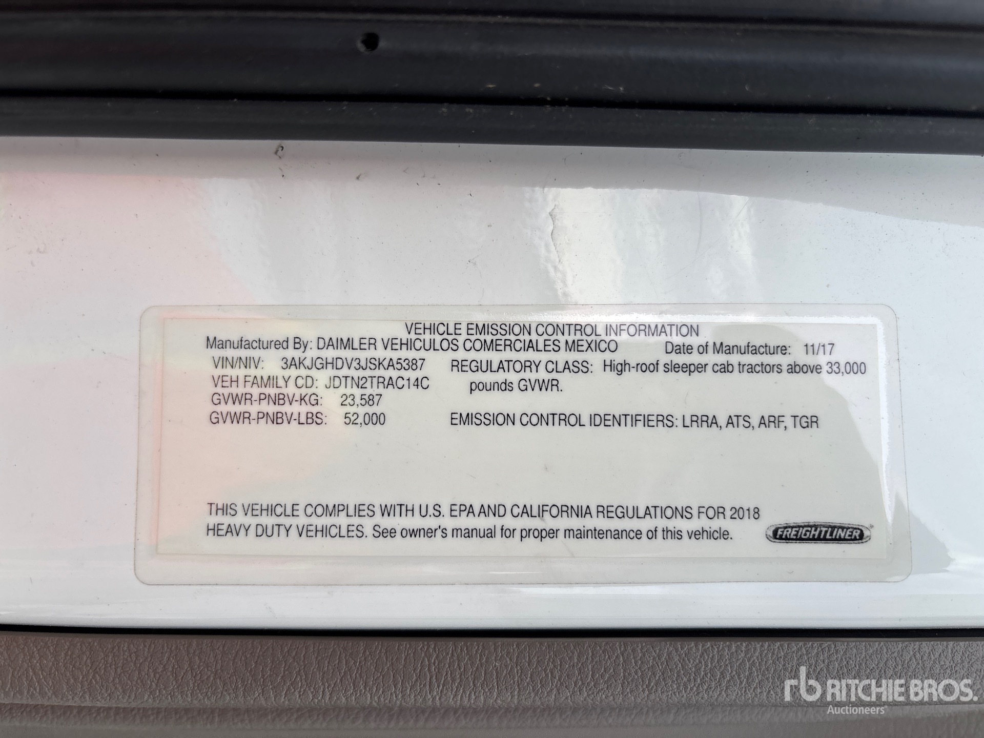 General Appearance with Serial Number / VIN