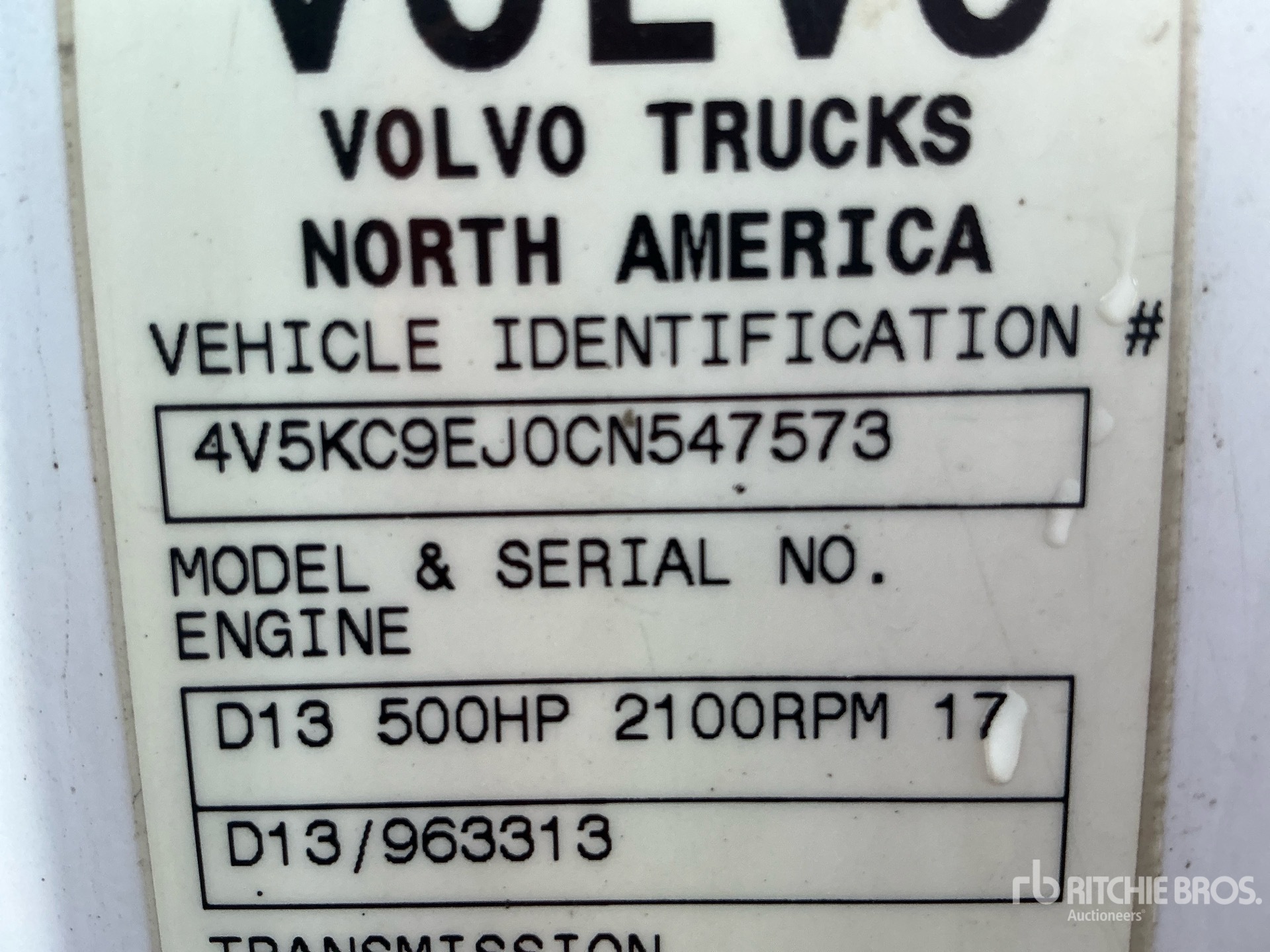 General Appearance with Serial Number / VIN