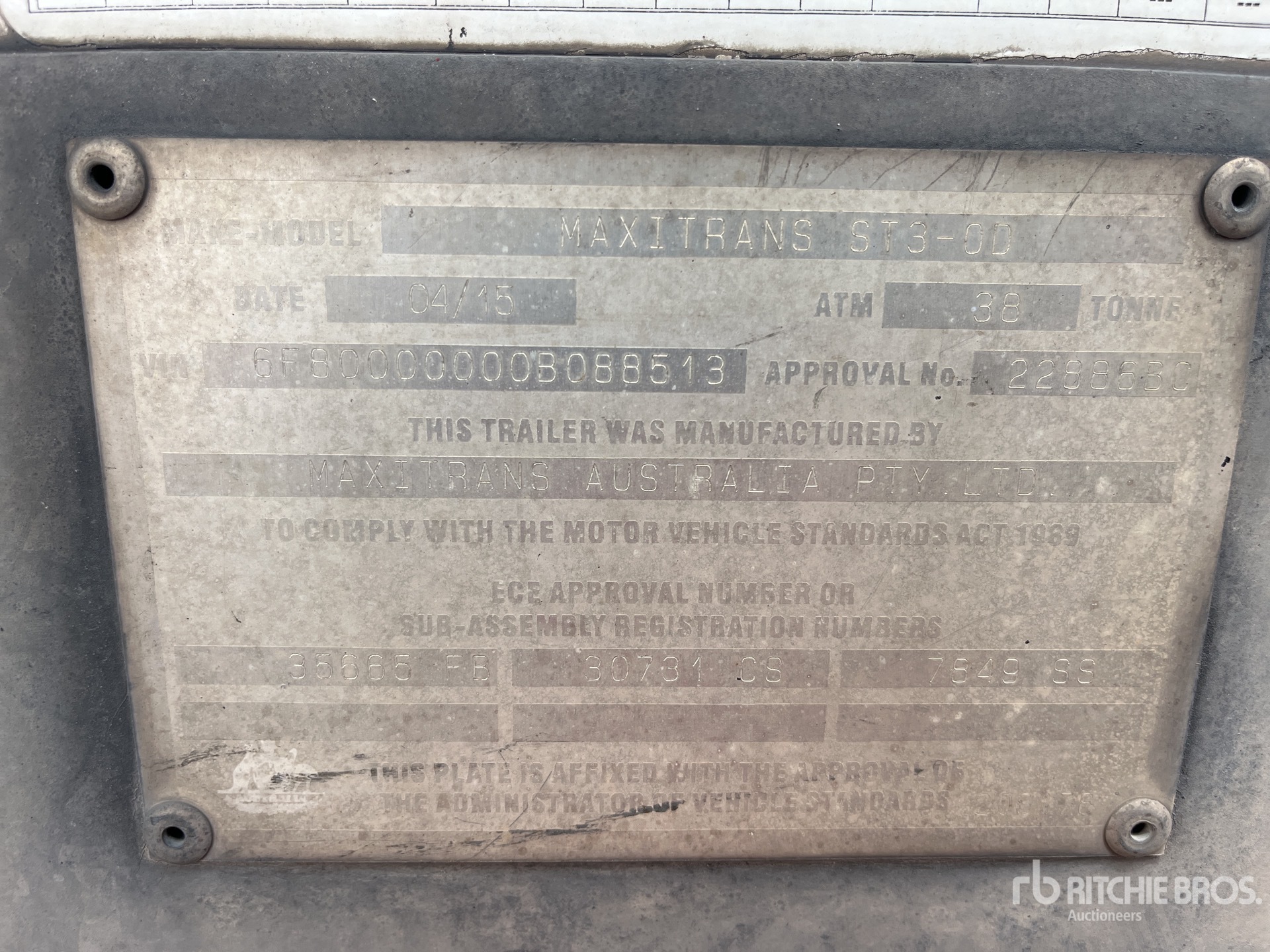 General Appearance with Serial Number / VIN