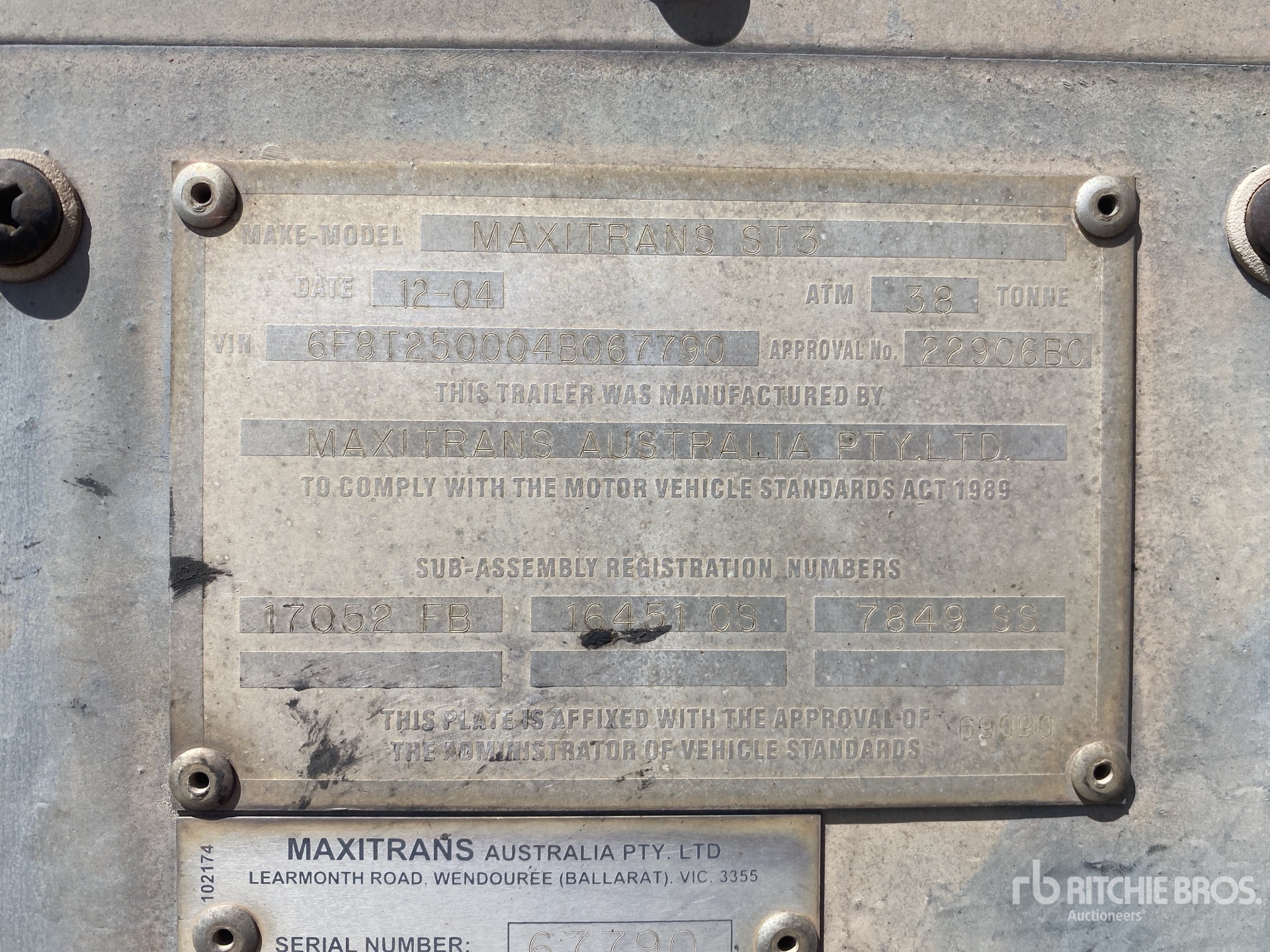 General Appearance with Serial Number / VIN