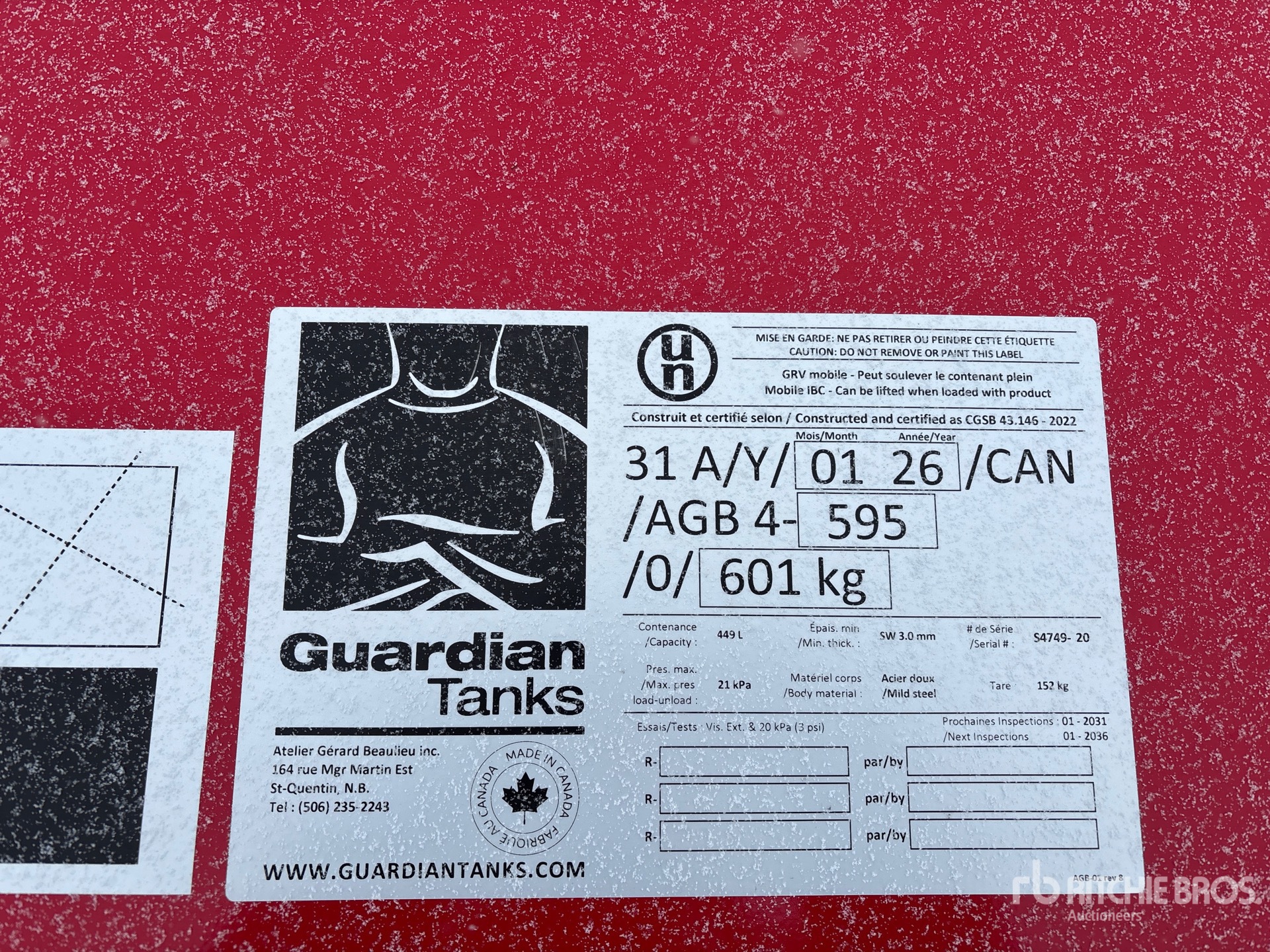 General Appearance with Serial Number / VIN