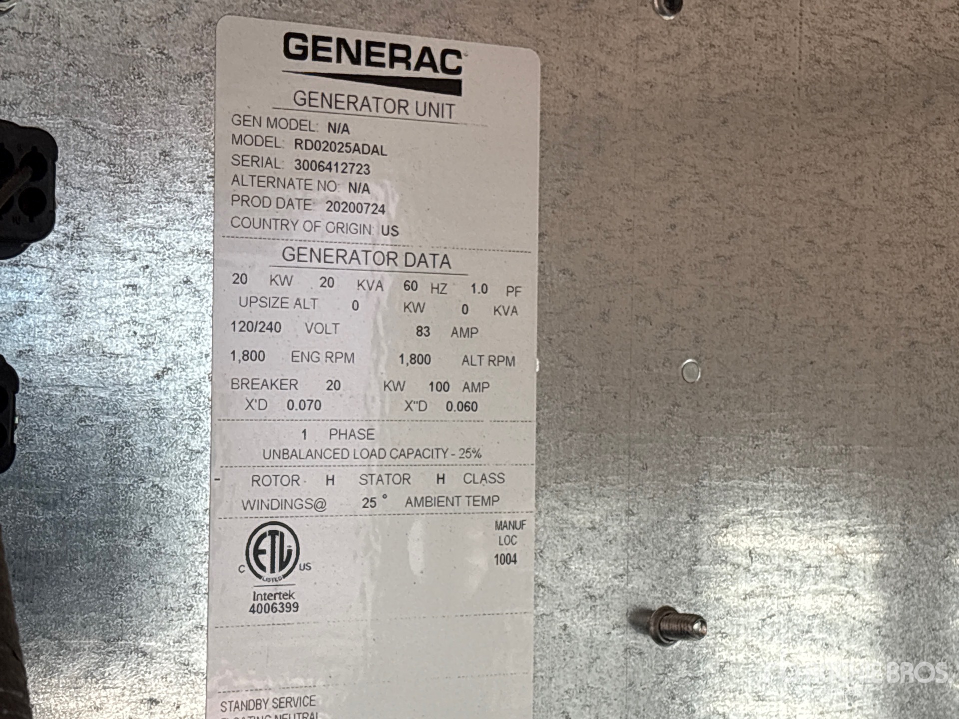 General Appearance with Serial Number / VIN