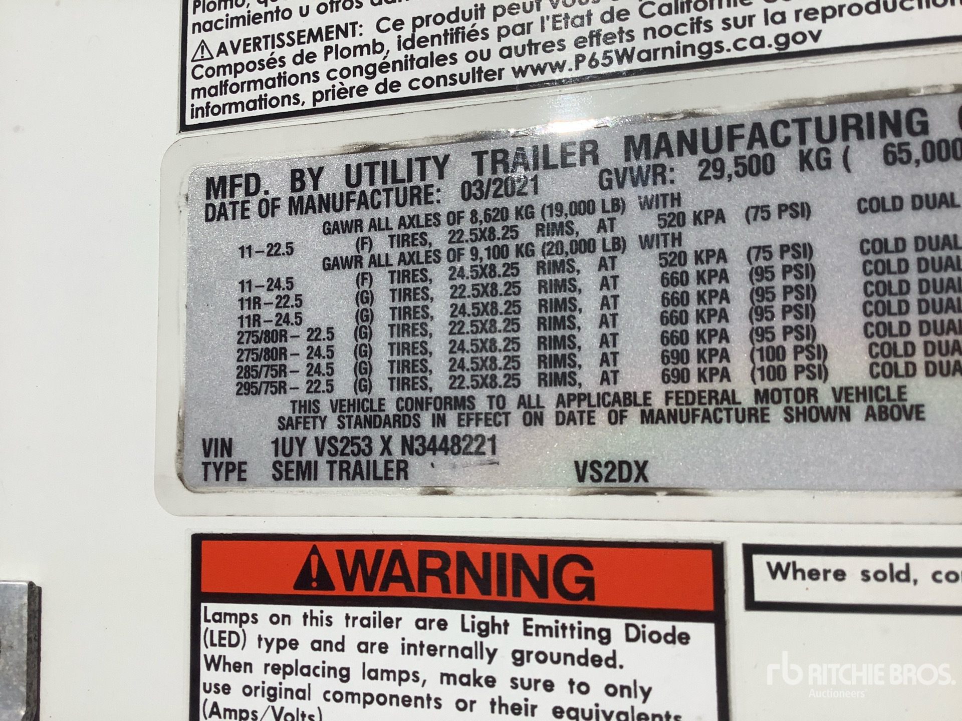 General Appearance with Serial Number / VIN