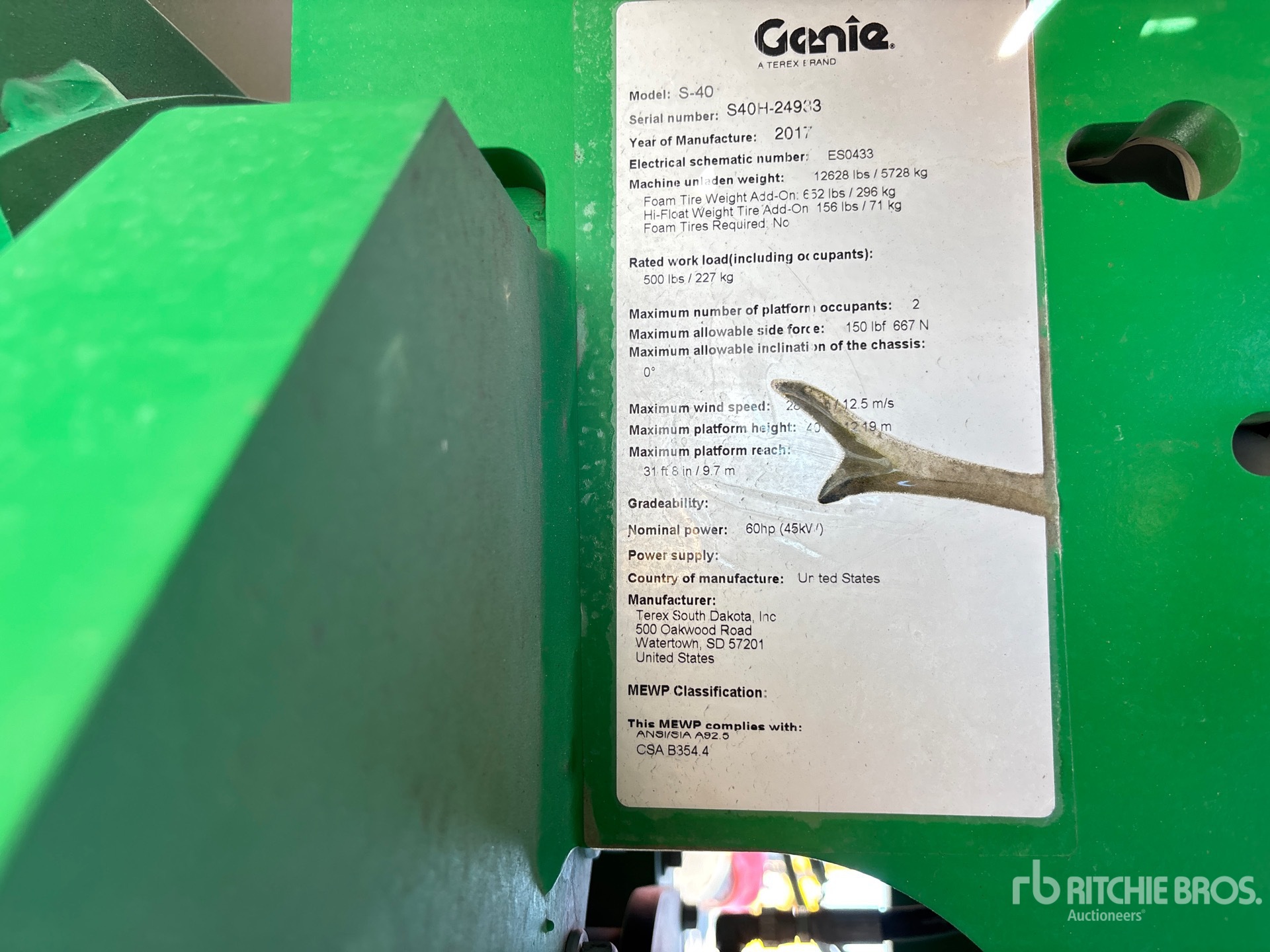 General Appearance with Serial Number / VIN