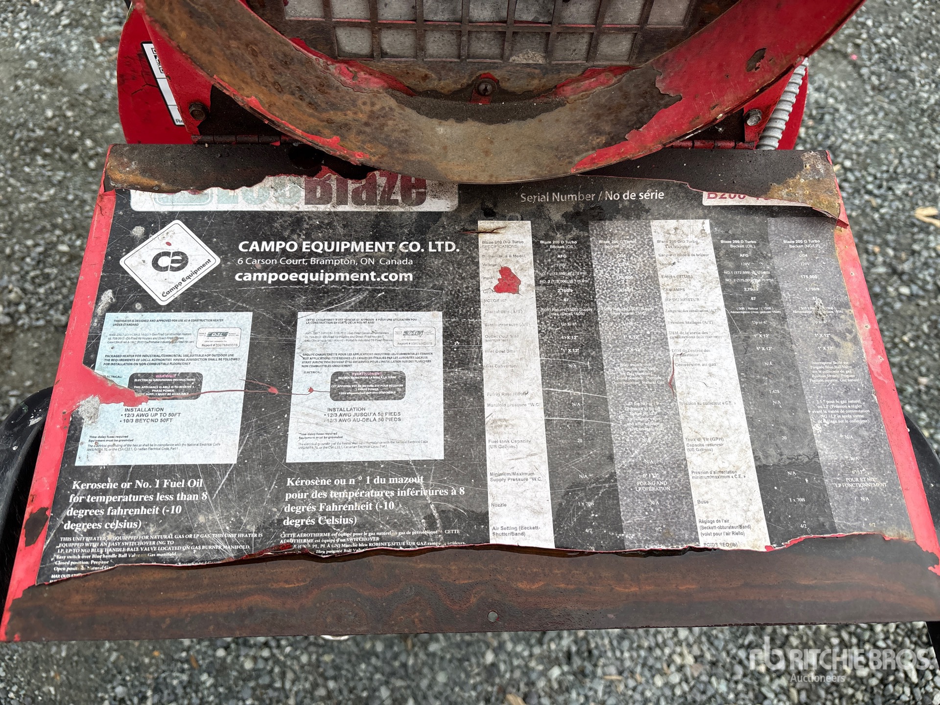 General Appearance with Serial Number / VIN