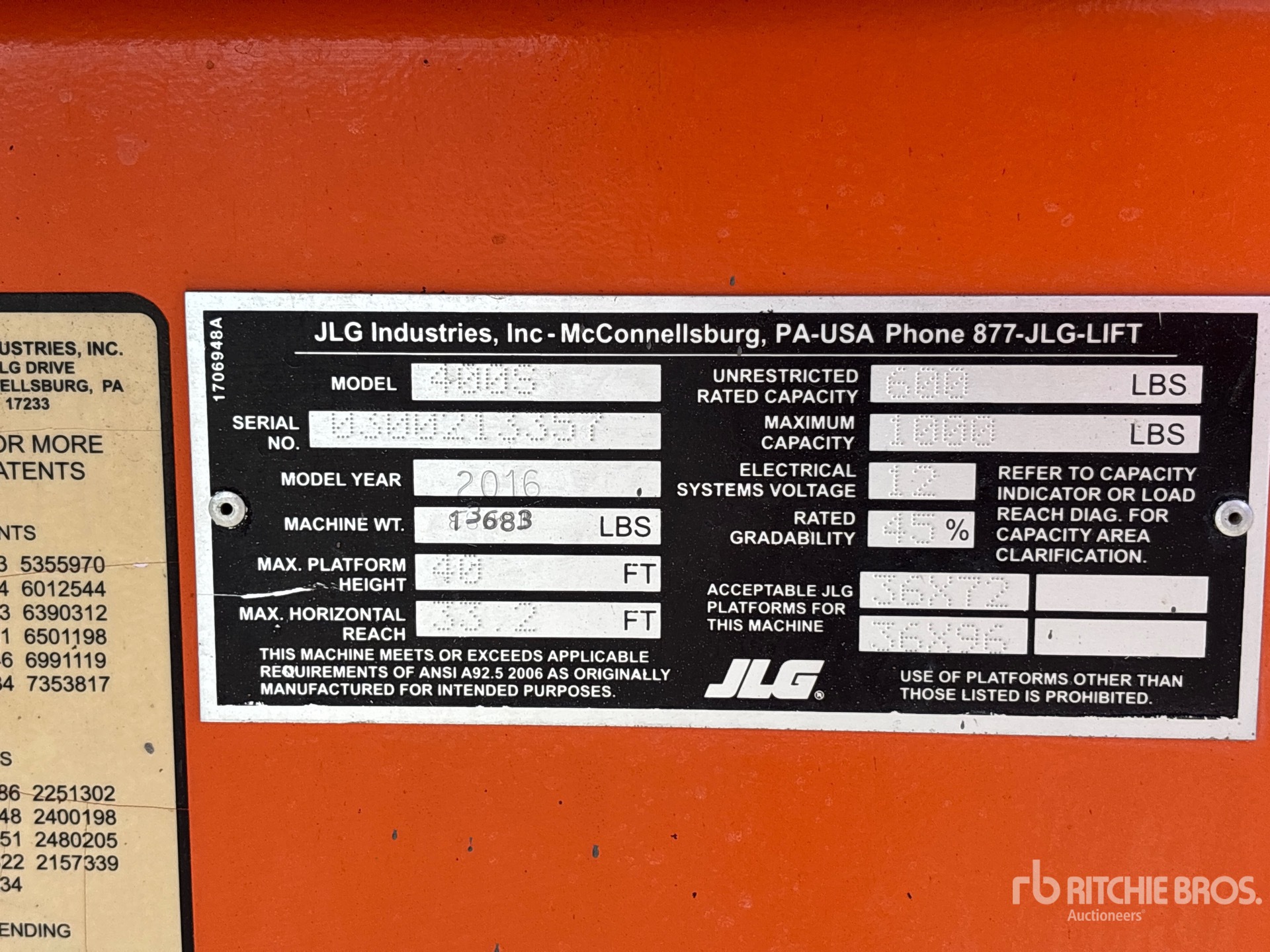 General Appearance with Serial Number / VIN