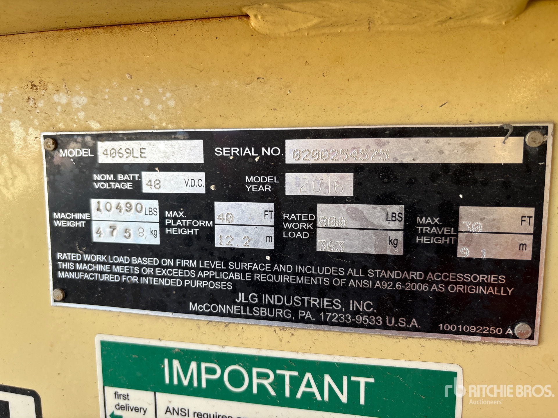 General Appearance with Serial Number / VIN