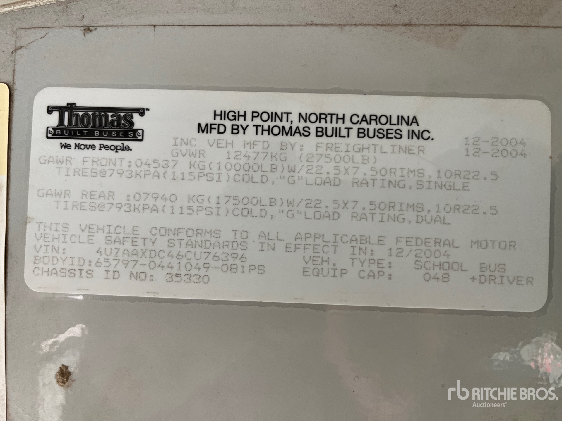 General Appearance with Serial Number / VIN