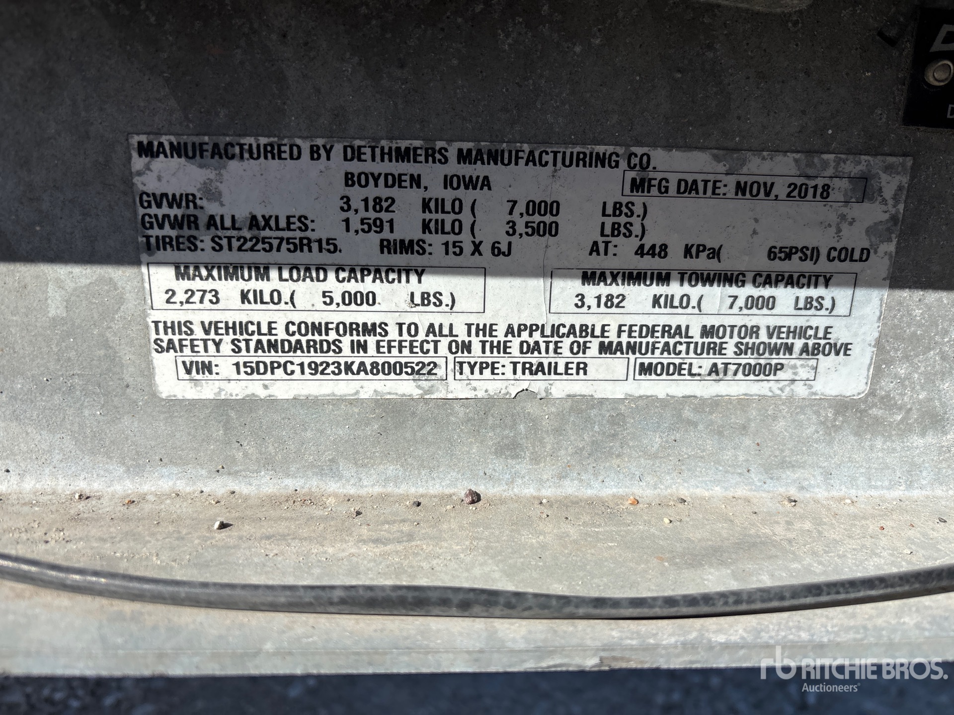 General Appearance with N.º de serie/VIN