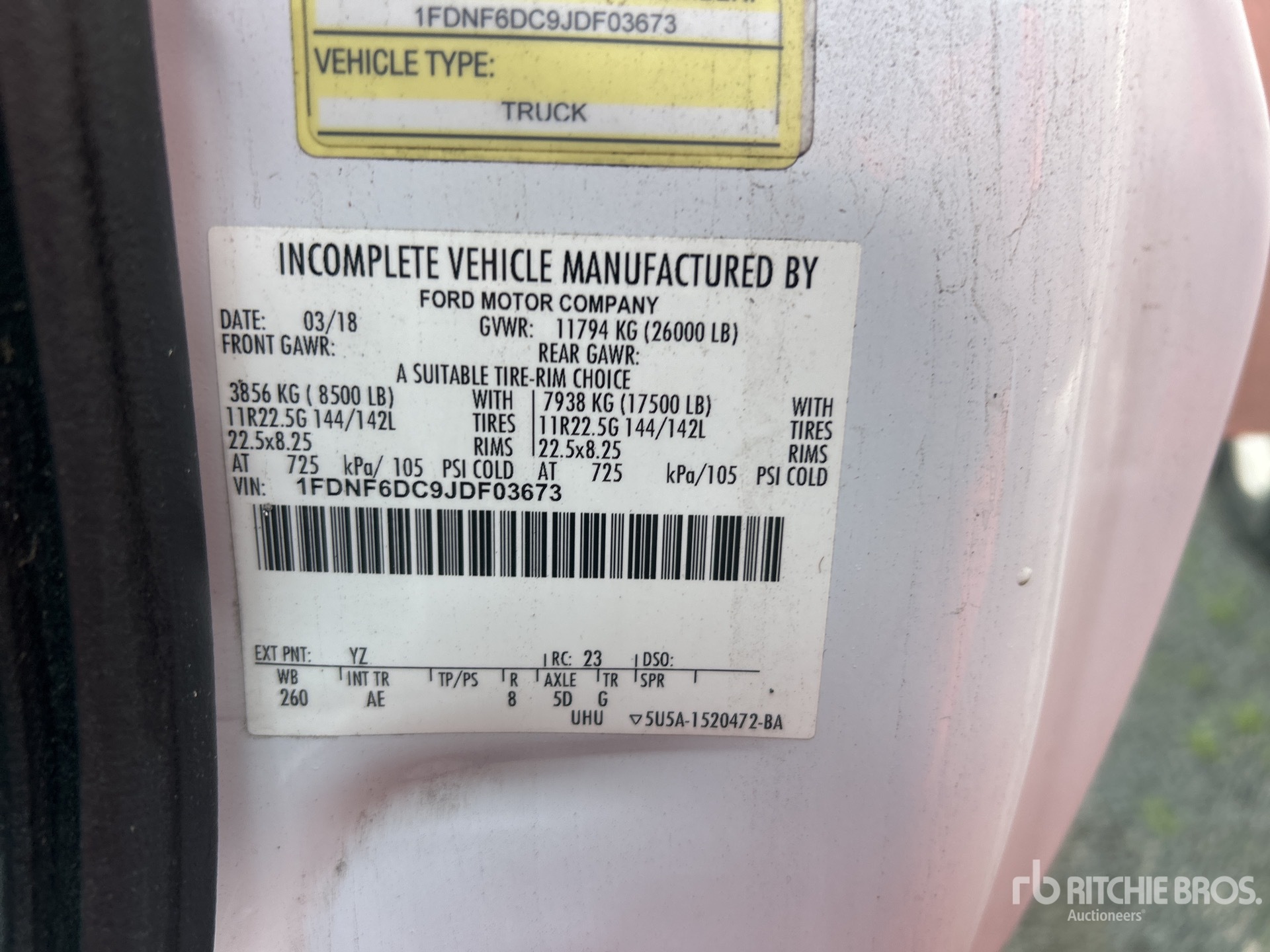 General Appearance with Serial Number / VIN