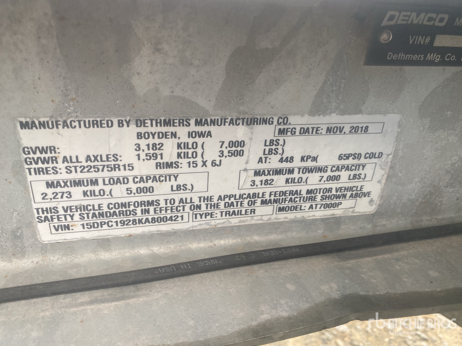 General Appearance with Serial Number / VIN