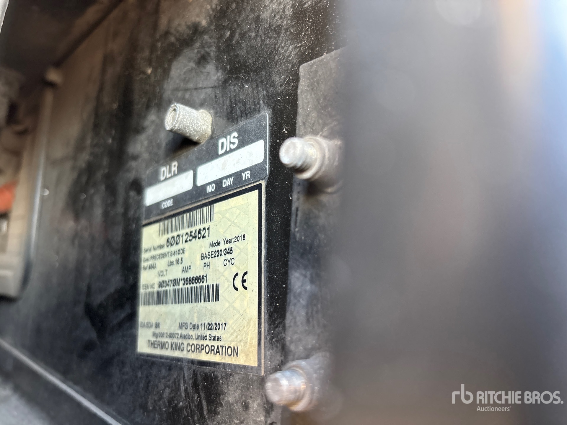 General Appearance with Refrigeration Unit Serial Number