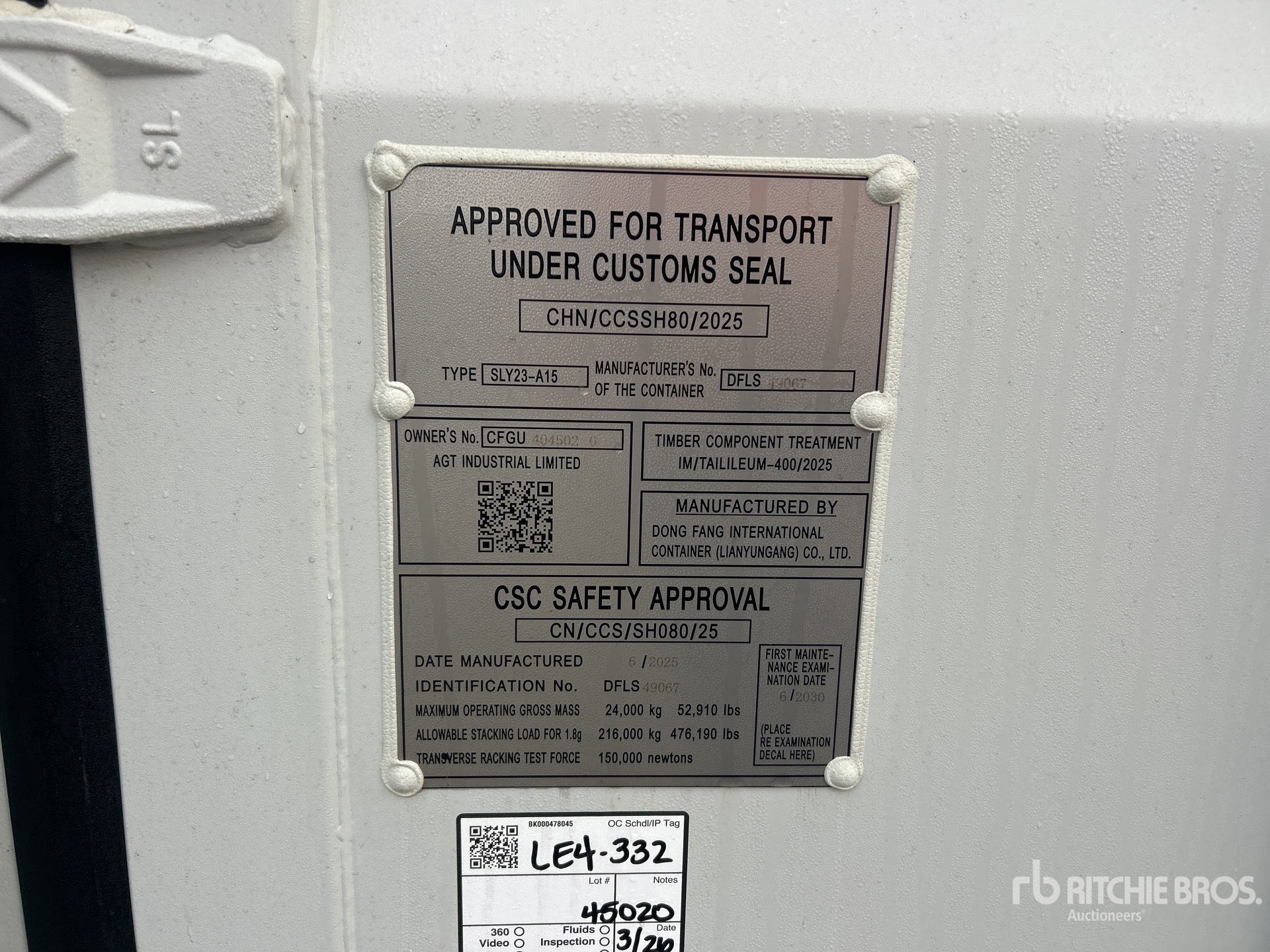 General Appearance with Serial Number / VIN