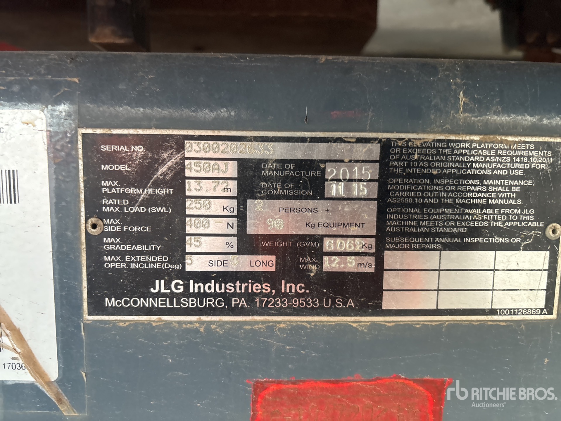 General Appearance with Serial Number / VIN