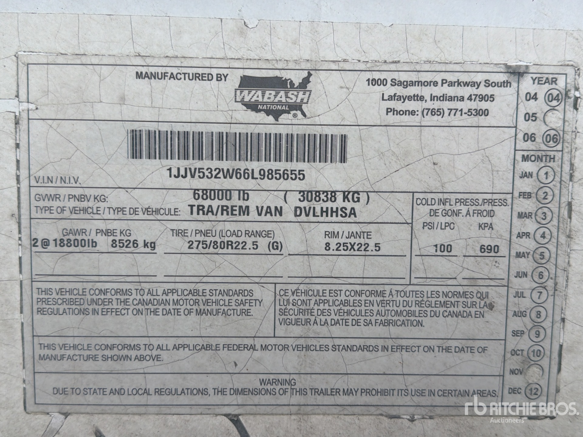 General Appearance with Serial Number / VIN