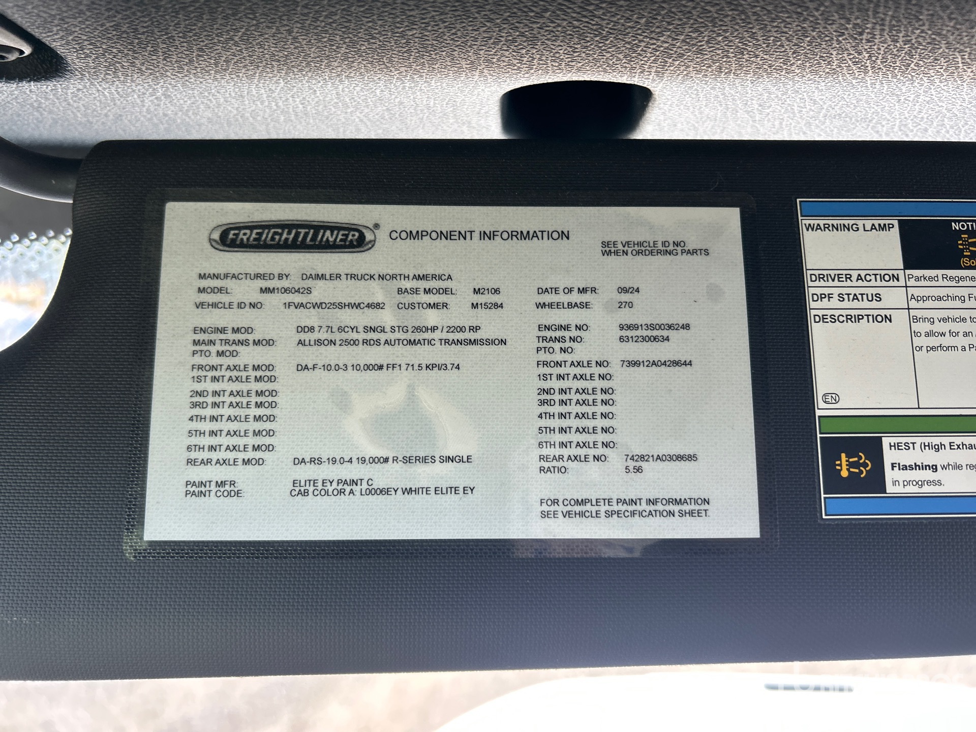 General Appearance with Serial Number / VIN