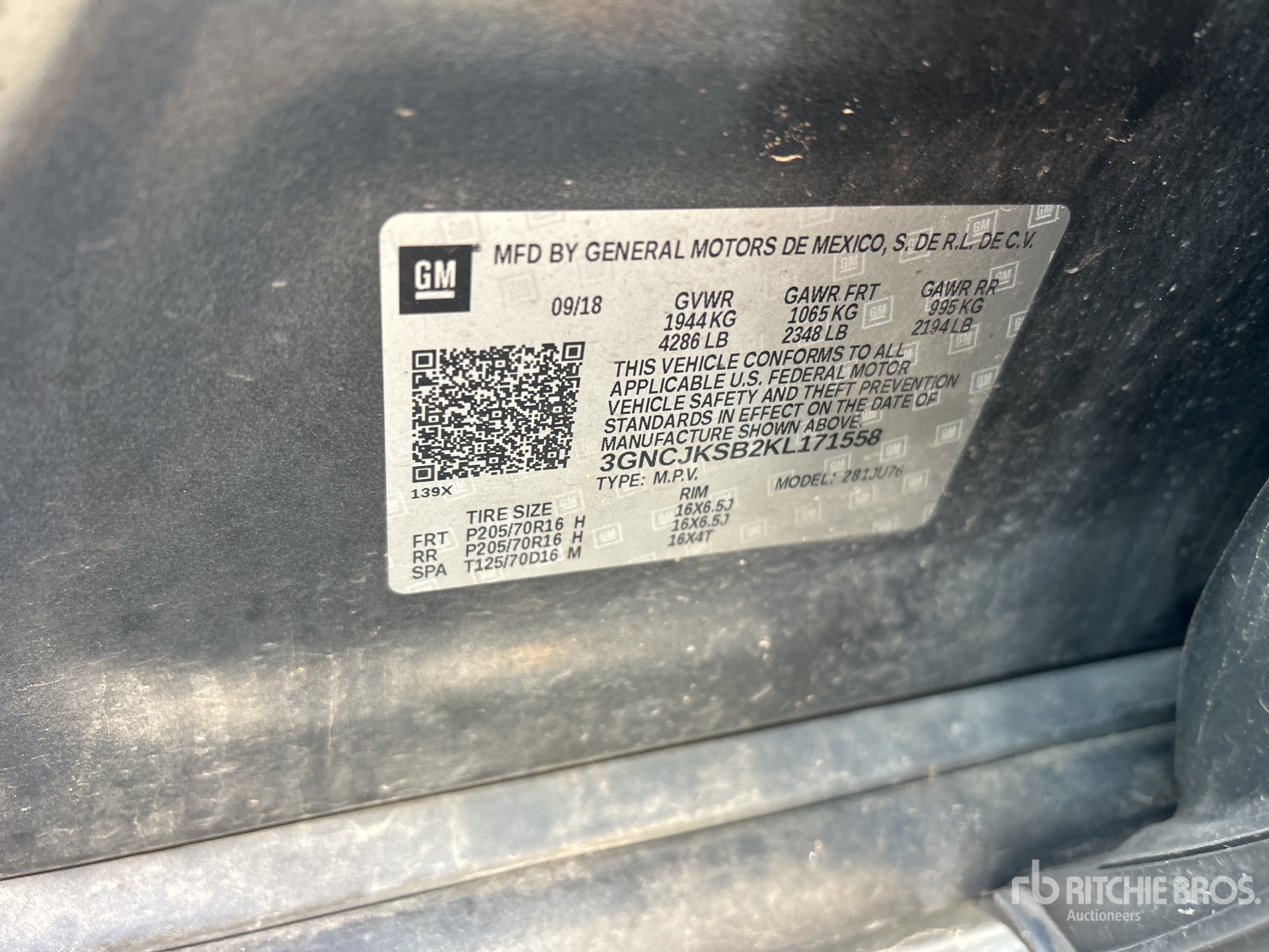 General Appearance with Serial Number / VIN