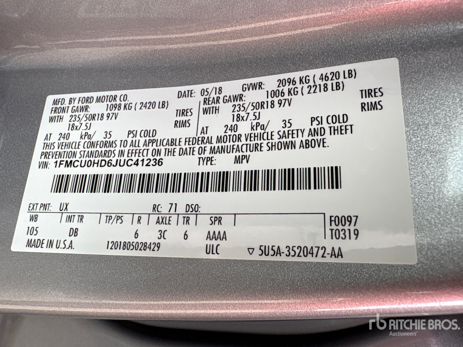 General Appearance with Serial Number / VIN