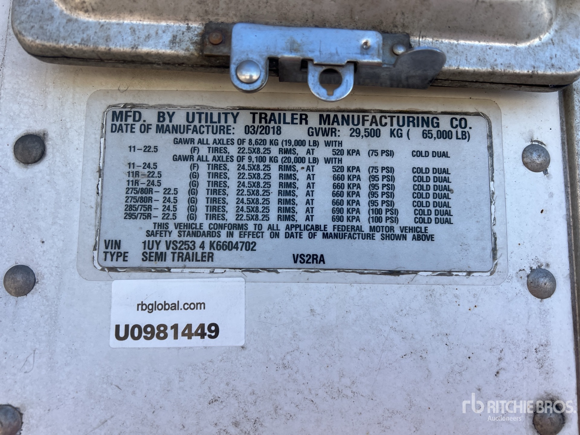 General Appearance with N.º de serie/VIN