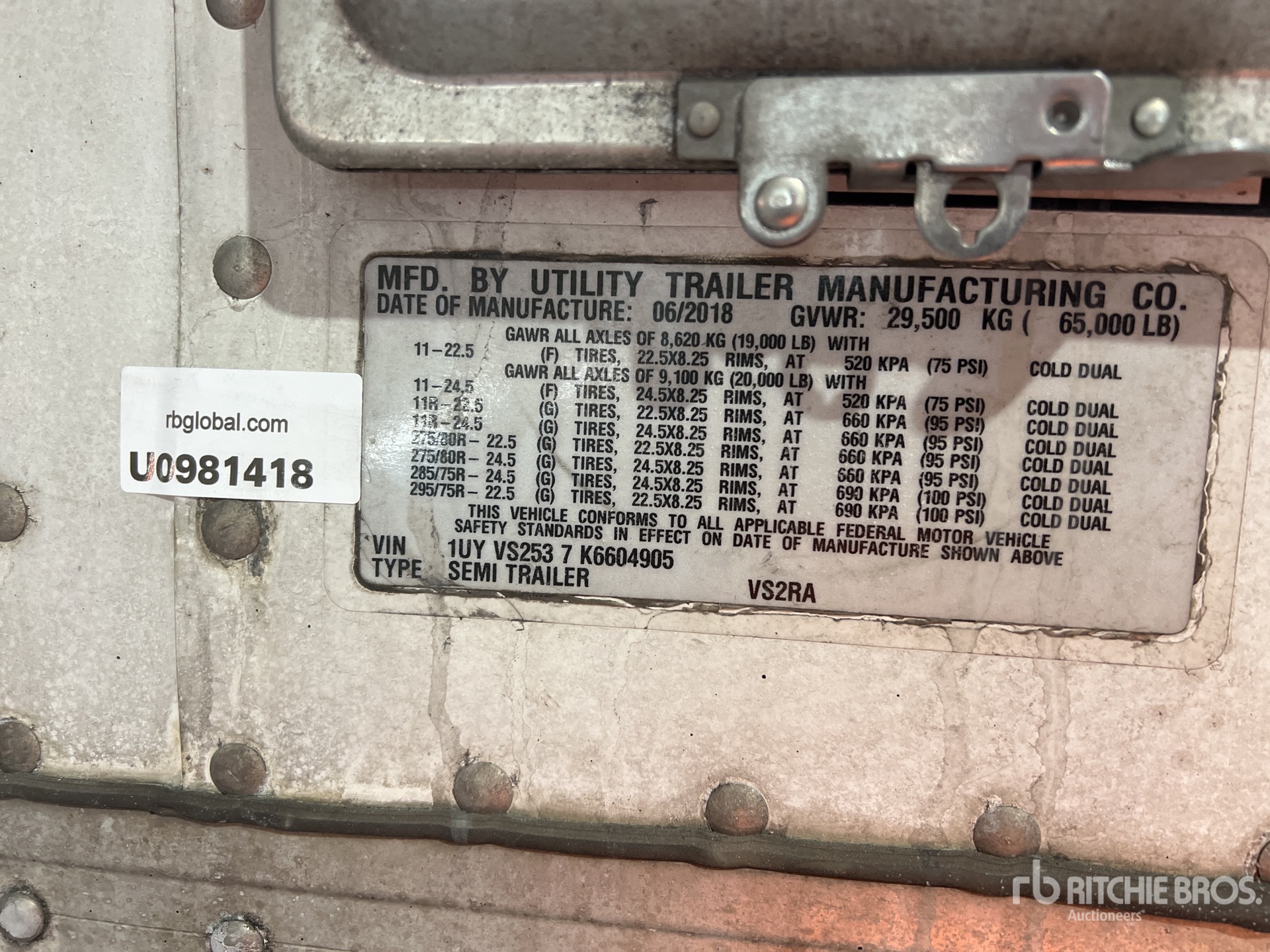 General Appearance with N.º de serie/VIN