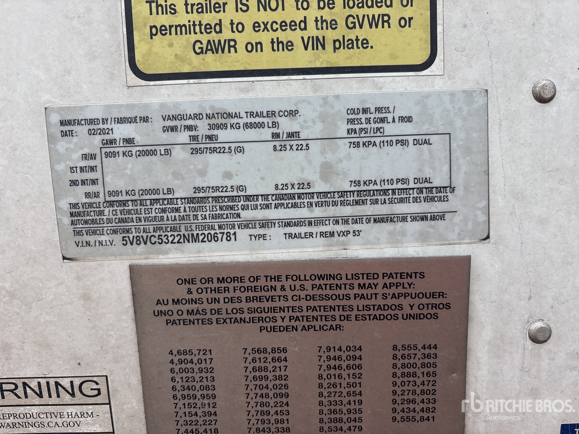 General Appearance with Serial Number / VIN