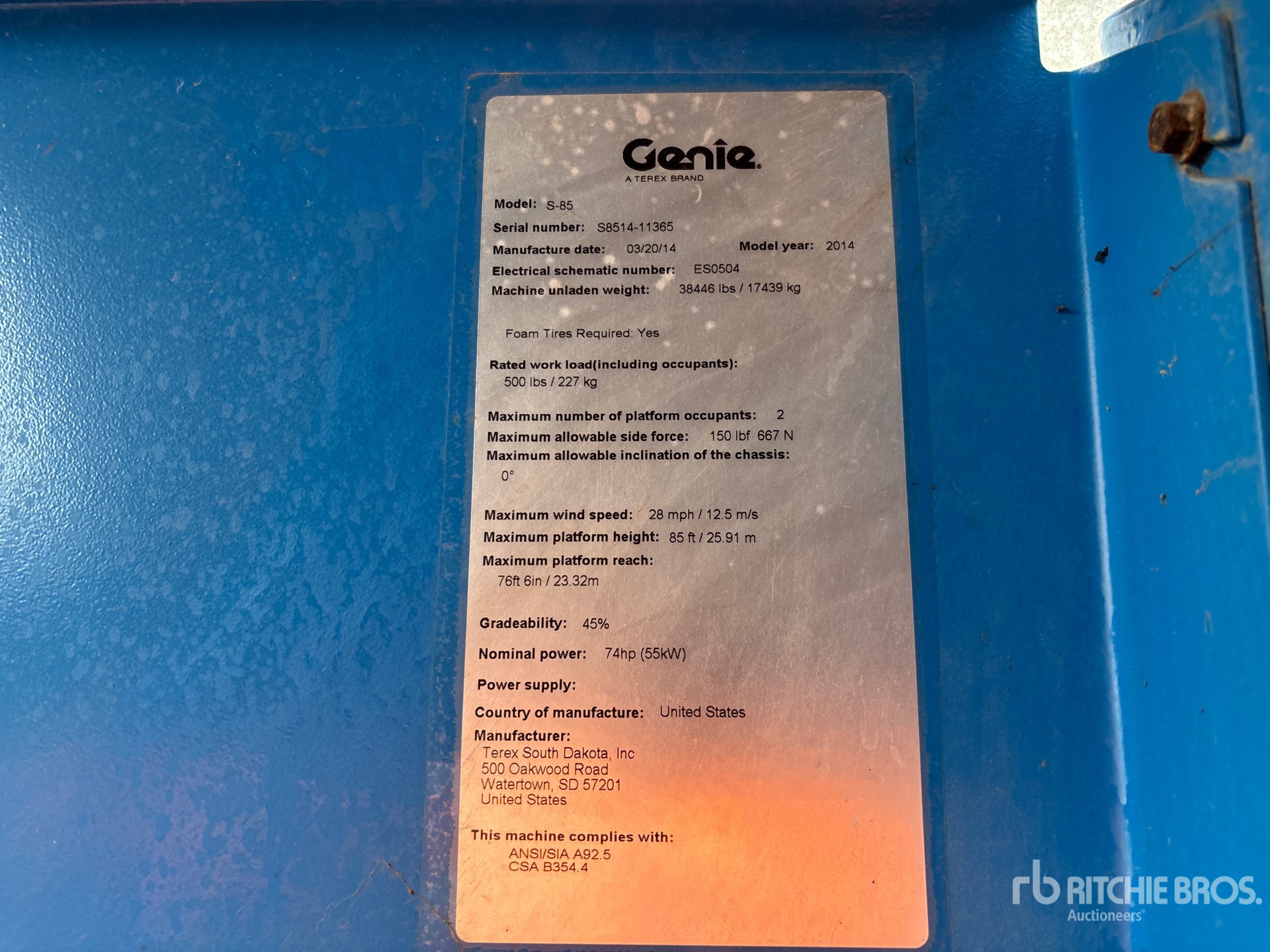 General Appearance with Serial Number / VIN