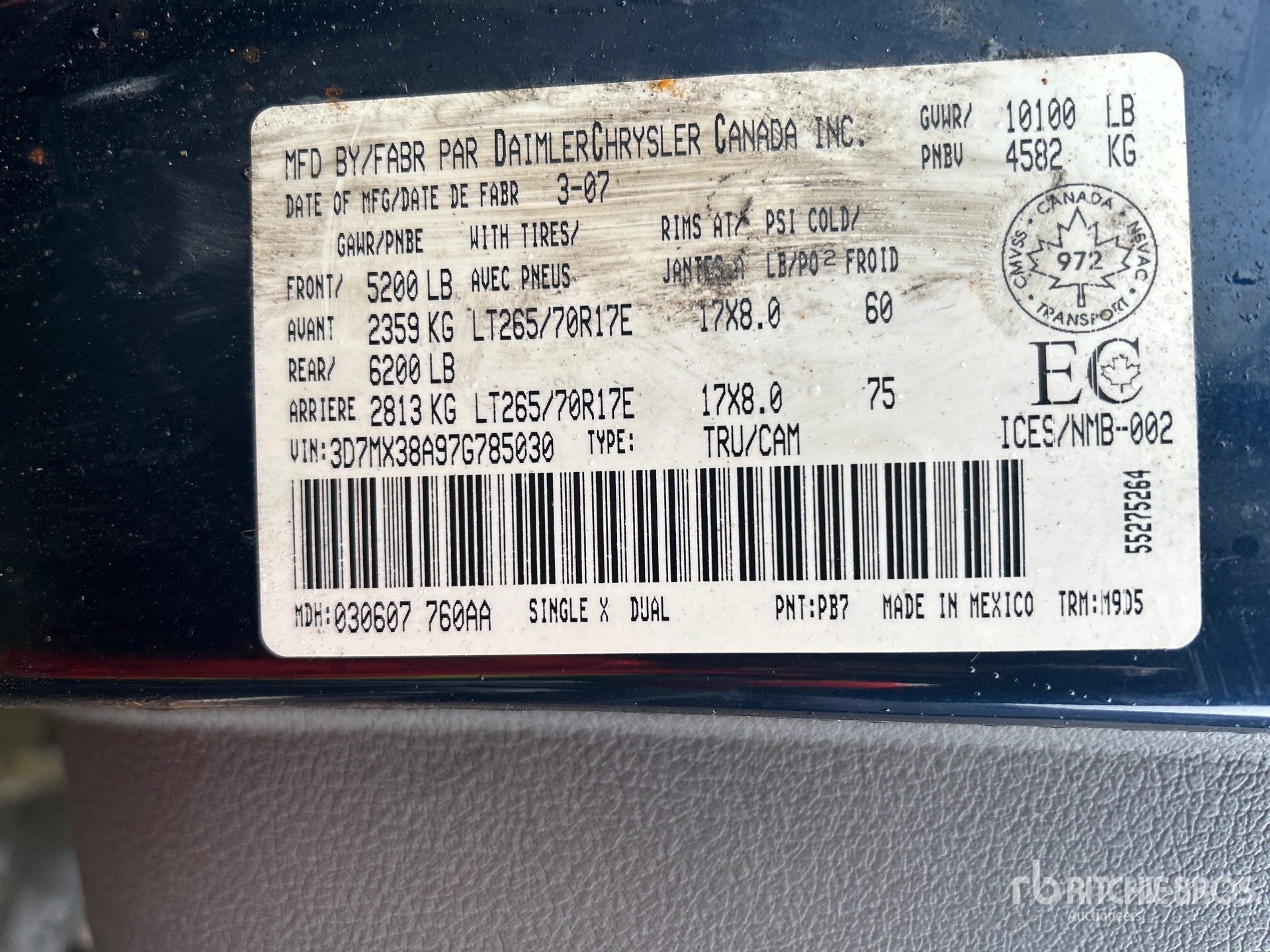 General Appearance with Serial Number / VIN