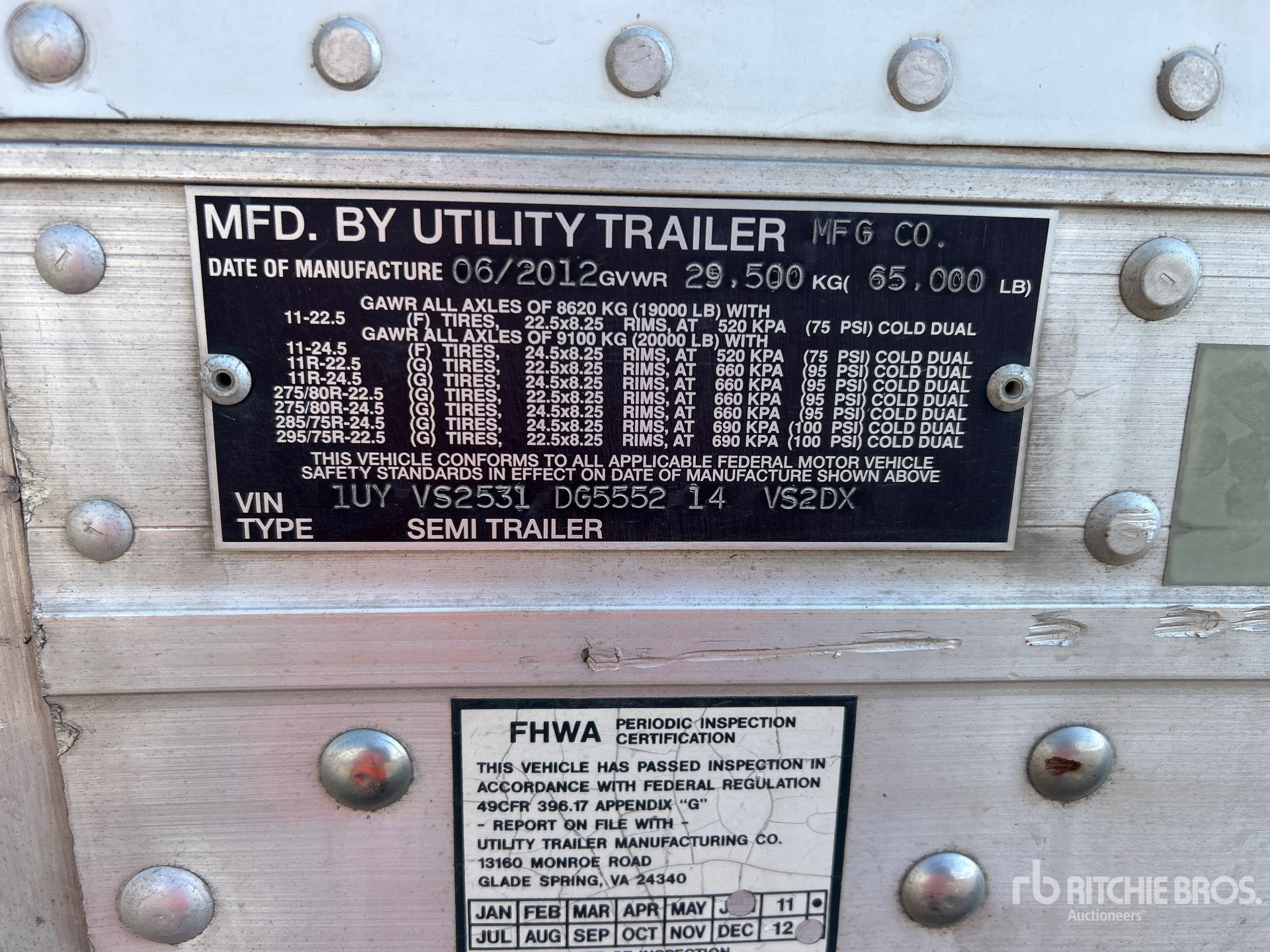 General Appearance with Serial Number / VIN