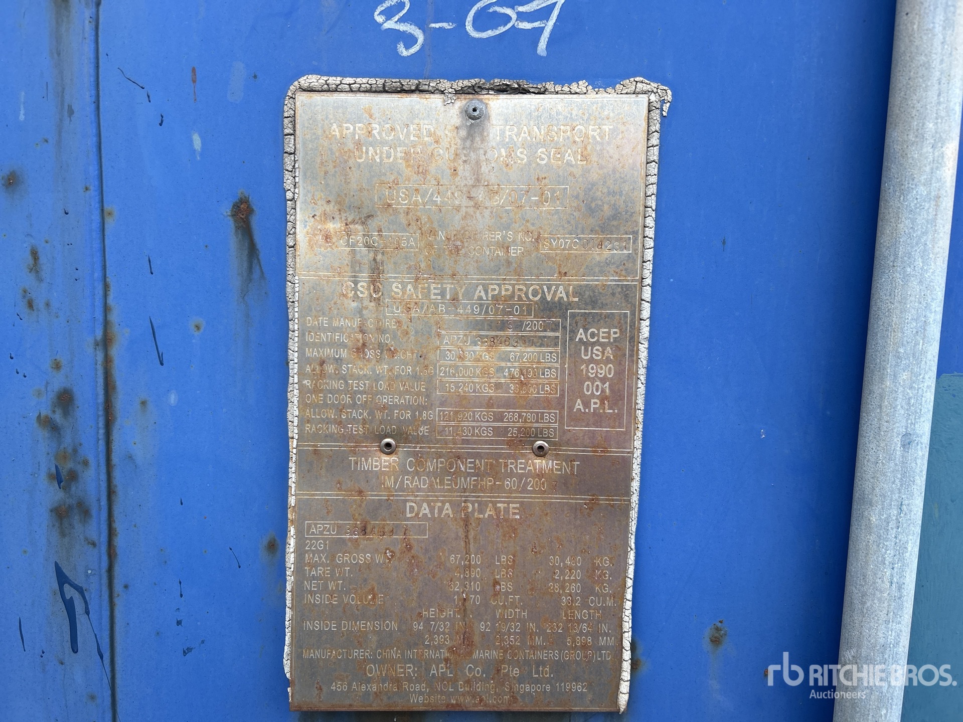 General Appearance with Serial Number / VIN