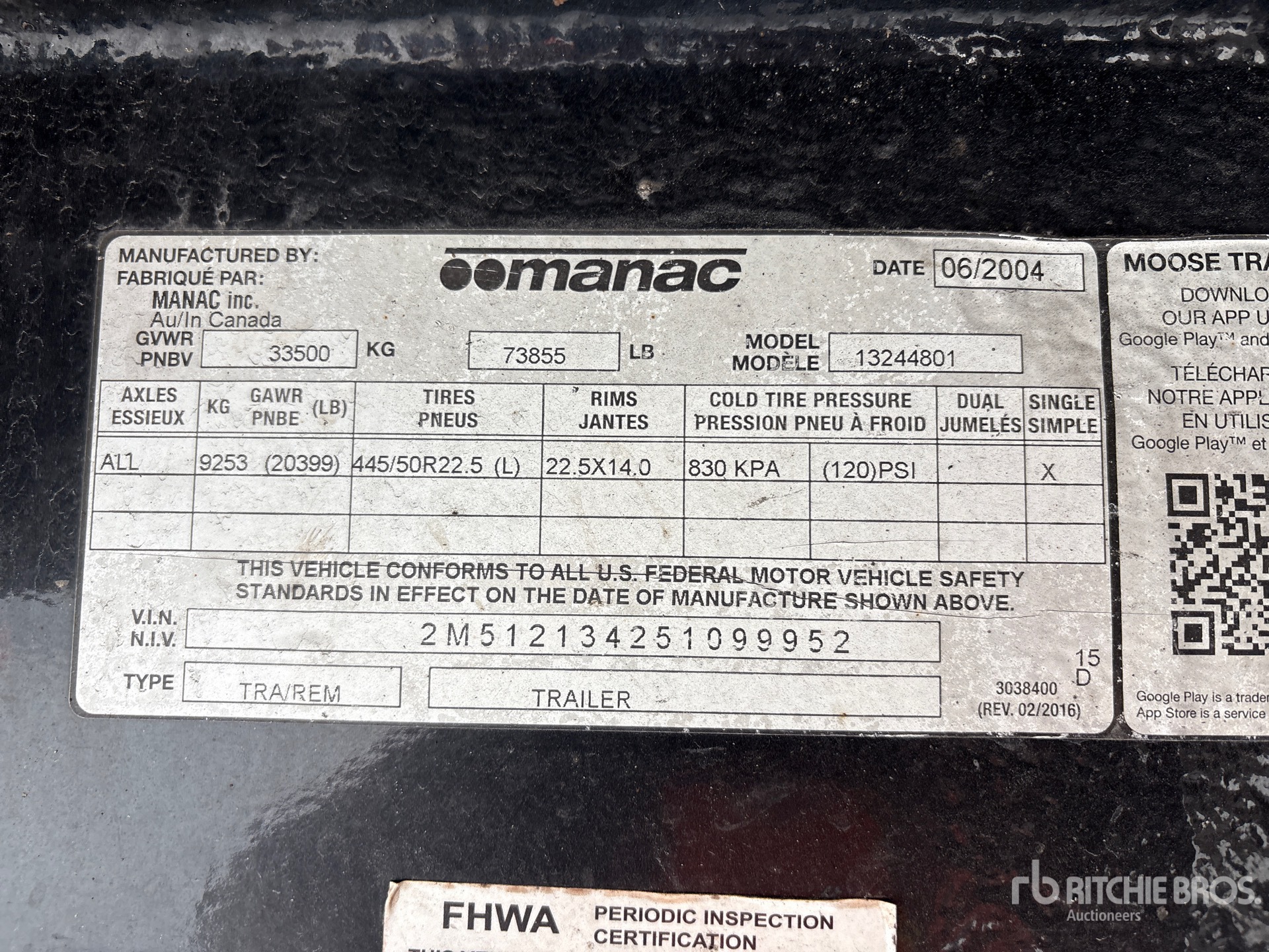 General Appearance with Serial Number / VIN