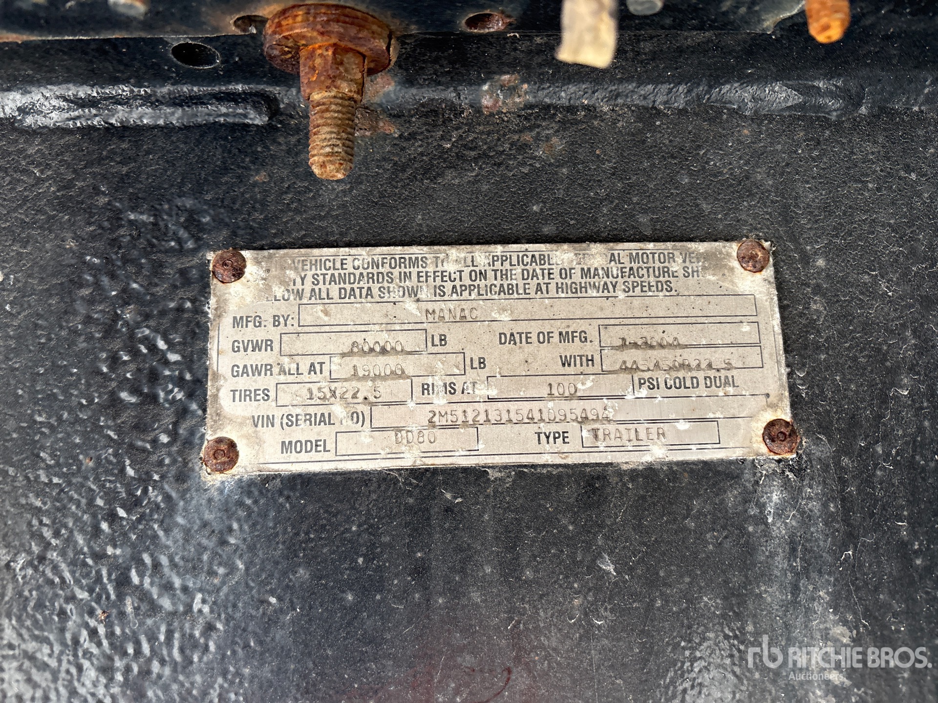 General Appearance with Serial Number / VIN