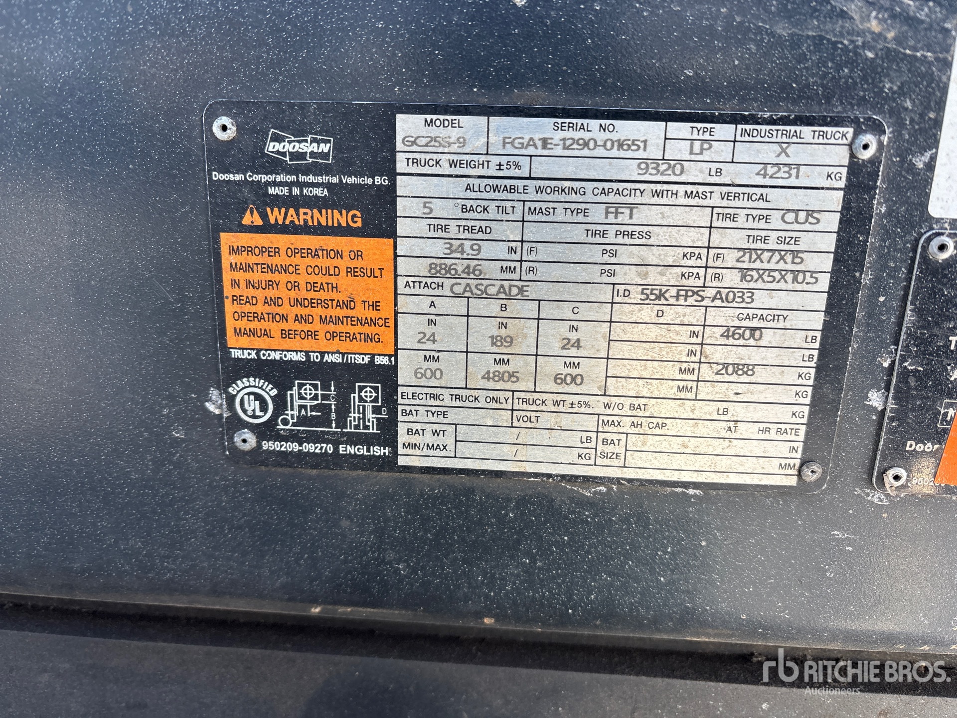 General Appearance with N.º de serie/VIN