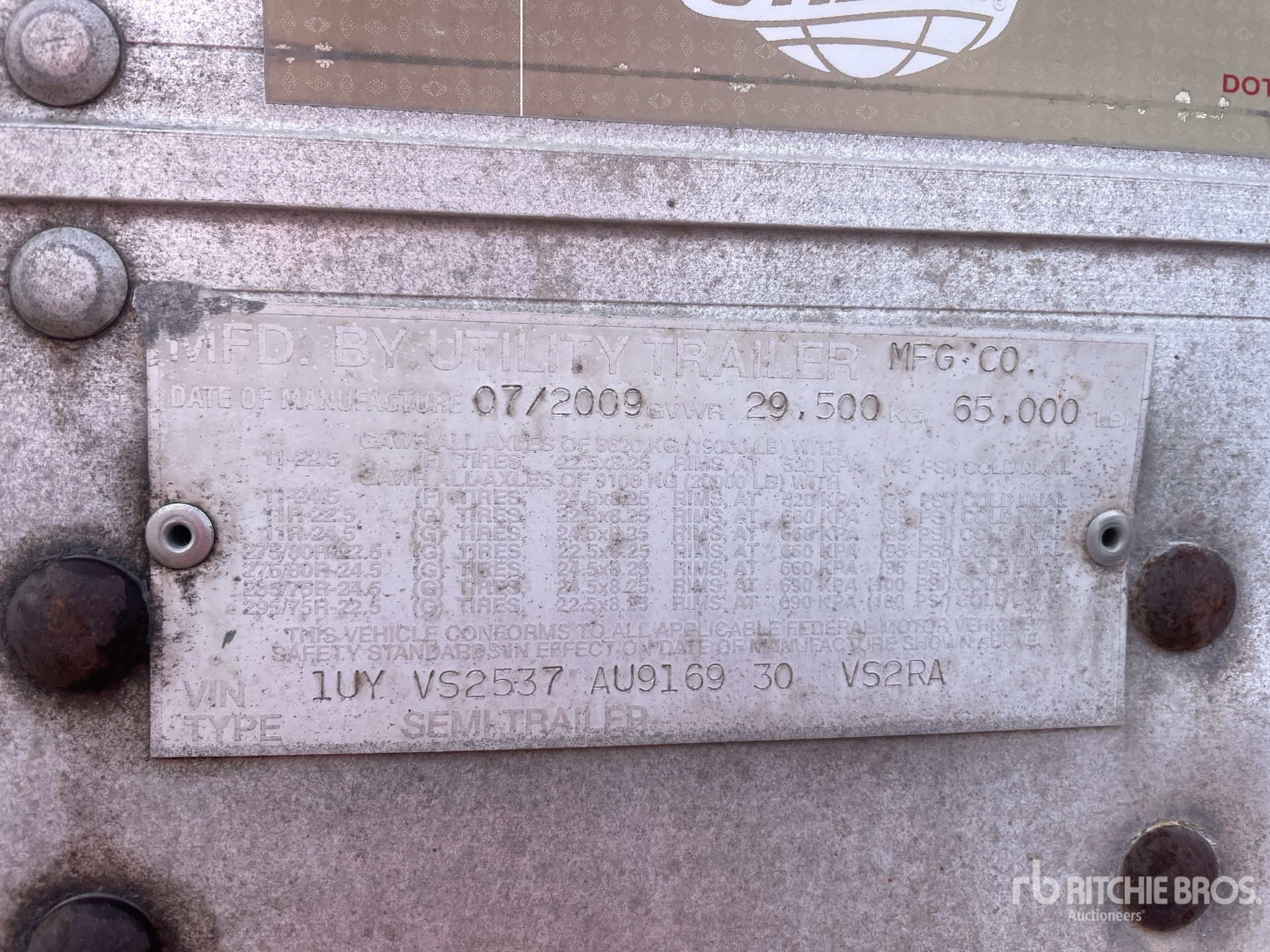 General Appearance with Serial Number / VIN